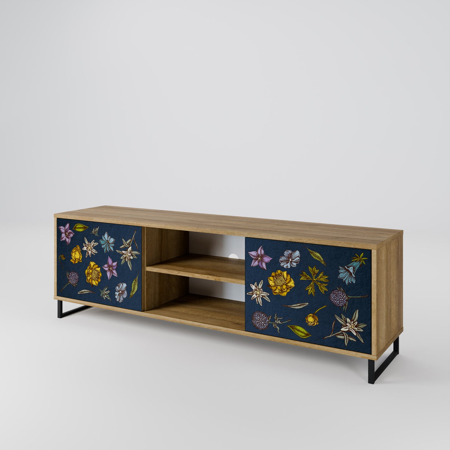 FLOWERS ON NAVY BLUE Έπιπλο τηλεόρασης 2-θυρών