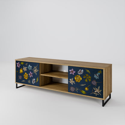 FLOWERS ON NAVY BLUE Έπιπλο τηλεόρασης 2-θυρών