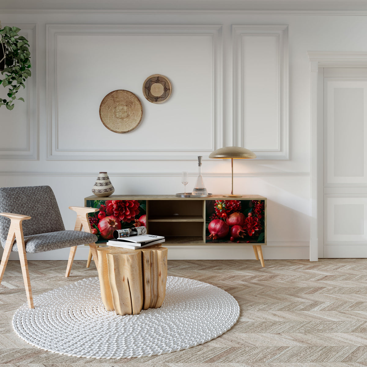 DAHLIAS AND POMEGRANATES Έπιπλο τηλεόρασης 2-θυρών