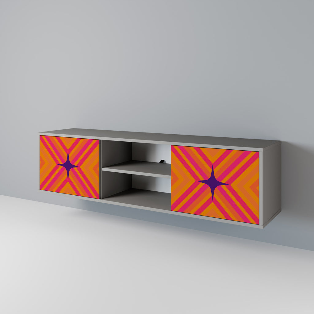 Βάση τηλεόρασης GEOMETRIC BRILLIANCE με 2 πόρτες σε γκρι φινίρισμα