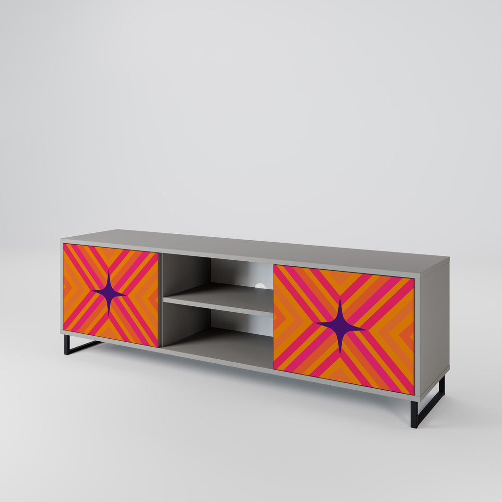 Βάση τηλεόρασης GEOMETRIC BRILLIANCE με 2 πόρτες σε γκρι φινίρισμα