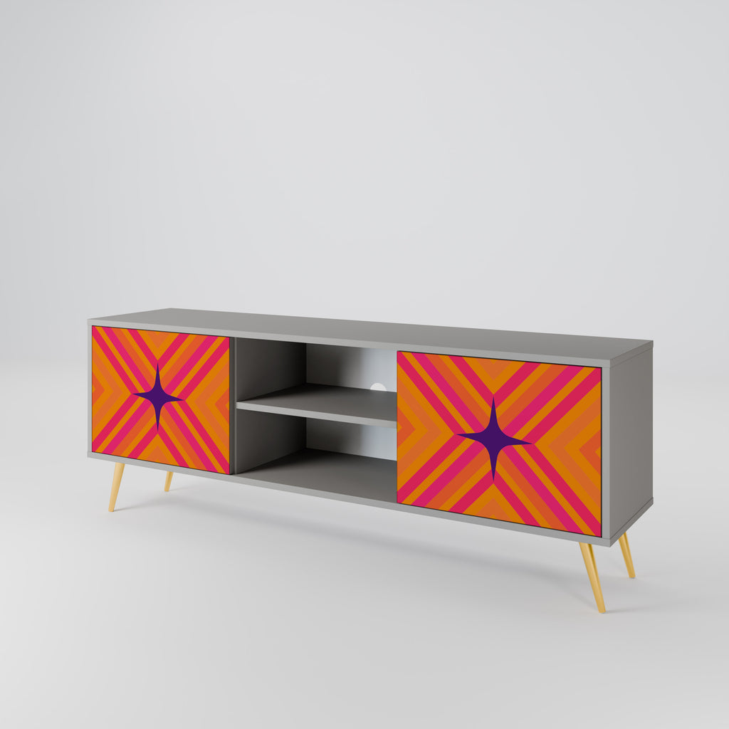 Βάση τηλεόρασης GEOMETRIC BRILLIANCE με 2 πόρτες σε γκρι φινίρισμα