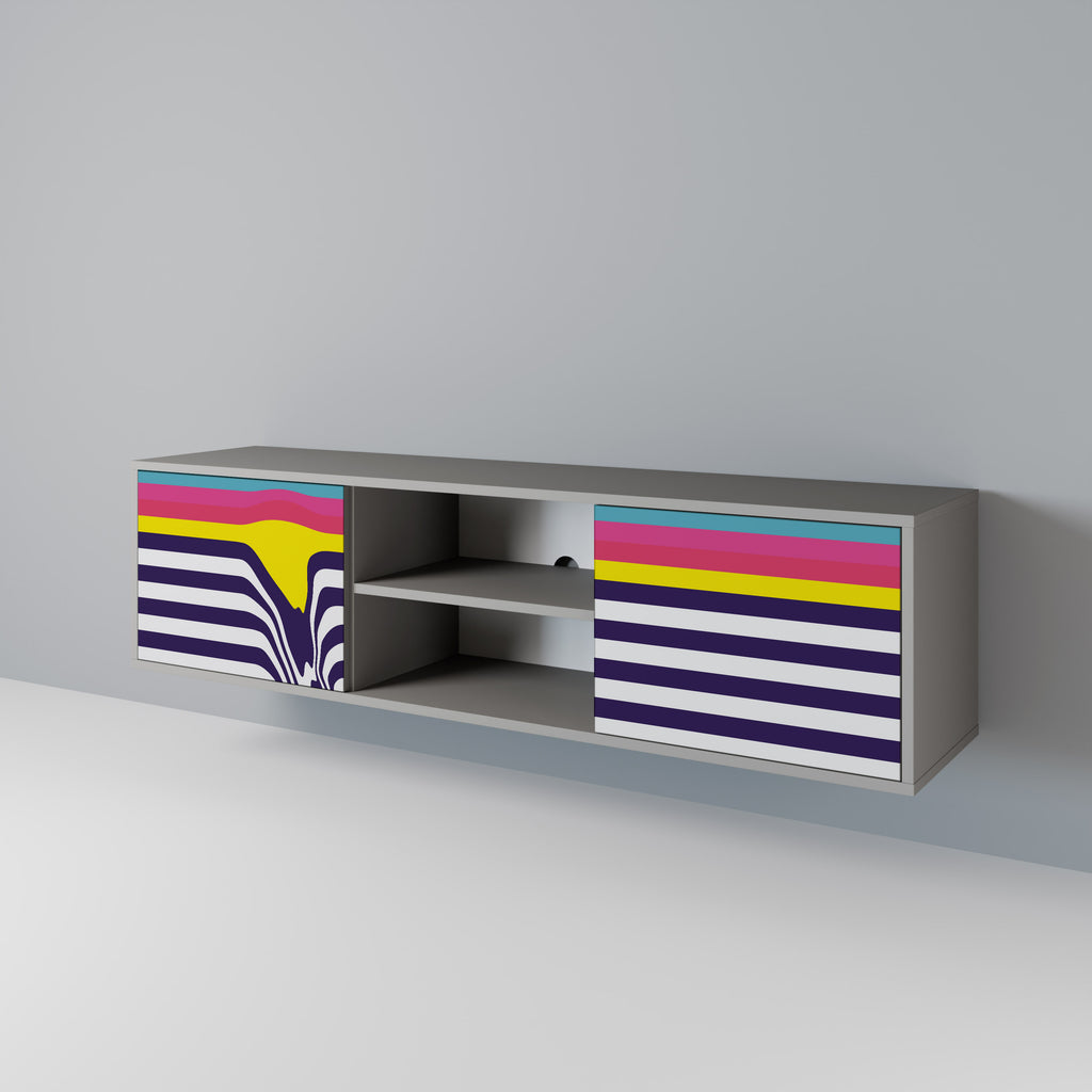 Βάση τηλεόρασης COLORFUL DIVERSION 2 πορτών σε γκρι φινίρισμα
