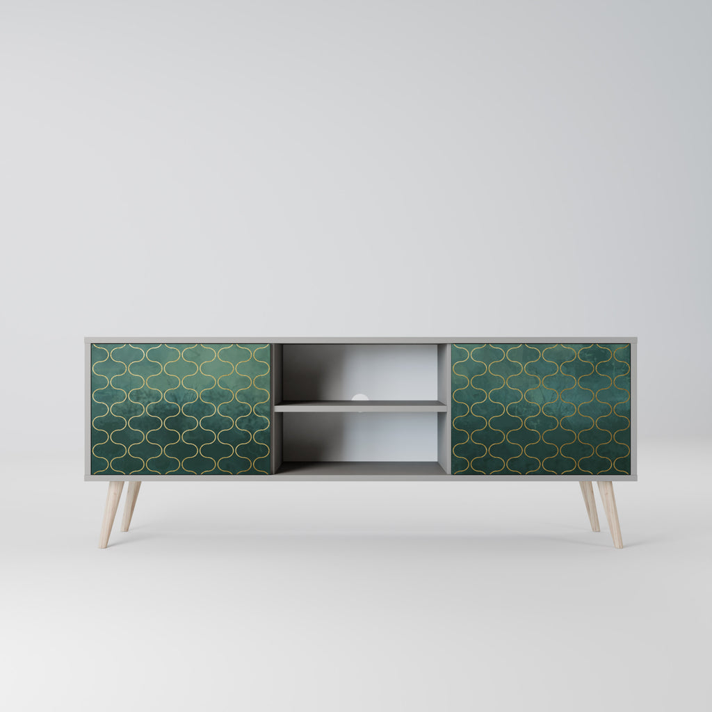 TESSELATED GREENERY 2-Door TV Stand in Grey Finish