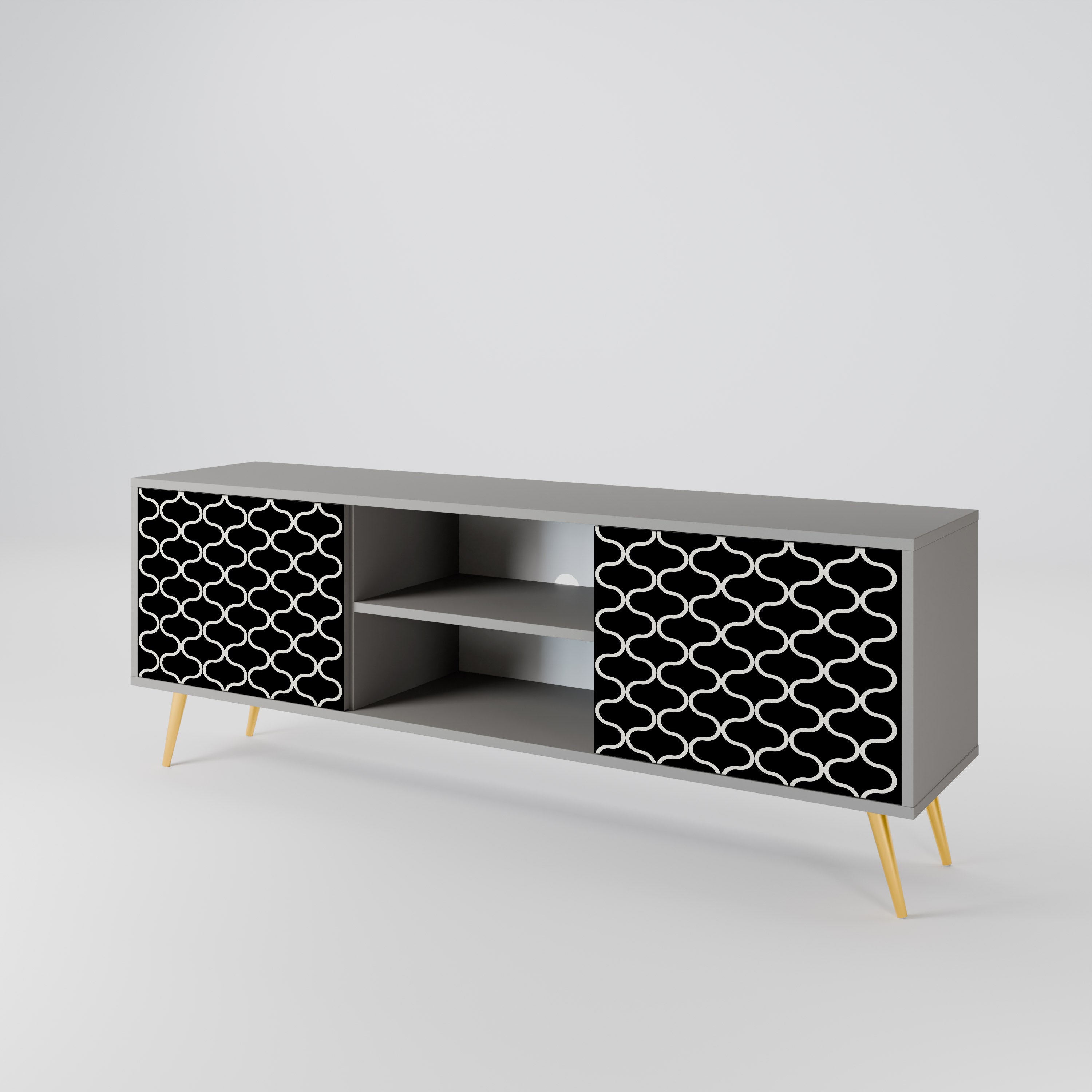 TESSELATED BLACKNESS 2-Door TV Stand in Grey Finish
