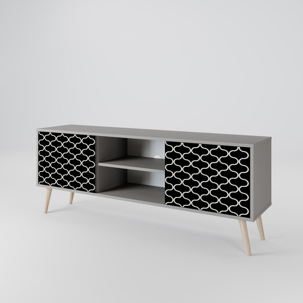 TESSELATED BLACKNESS 2-Door TV Stand in Grey Finish