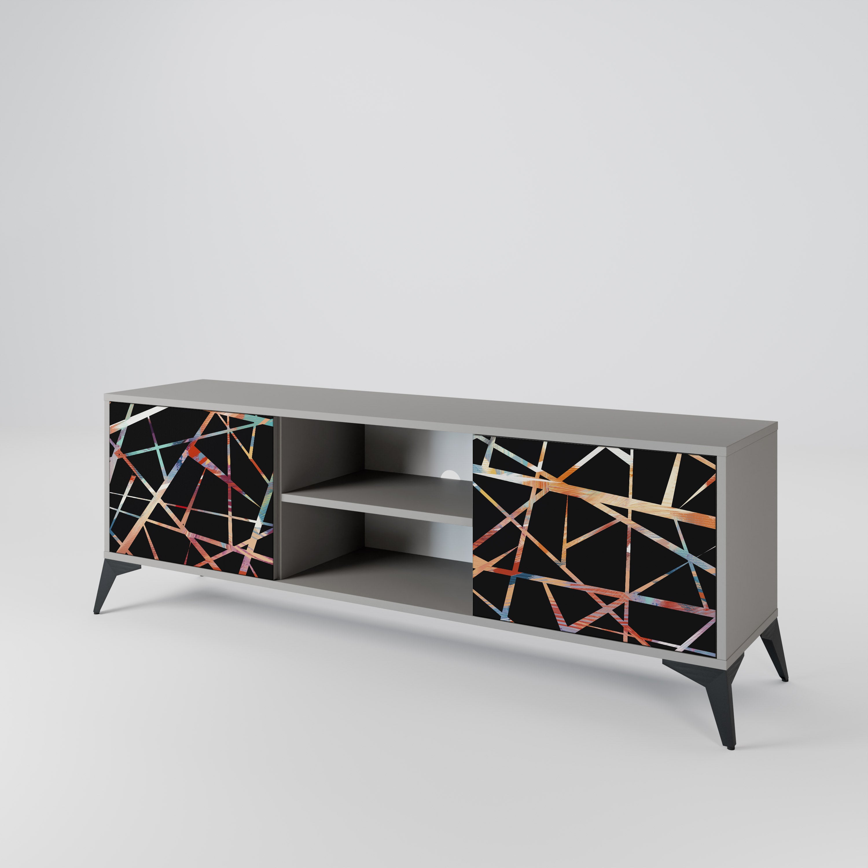 POLYGON VERVE 2-Door TV Stand in Grey Finish