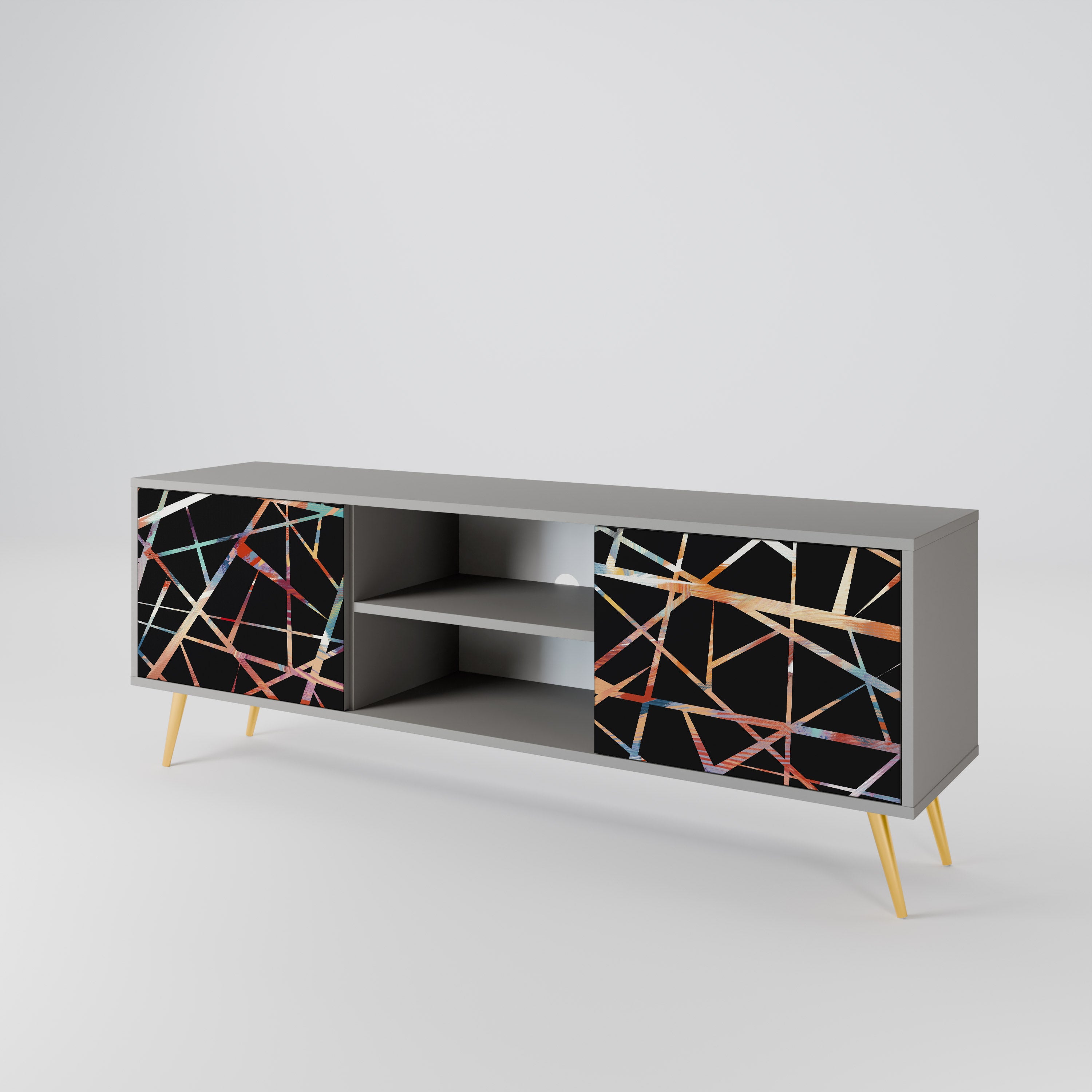POLYGON VERVE 2-Door TV Stand in Grey Finish