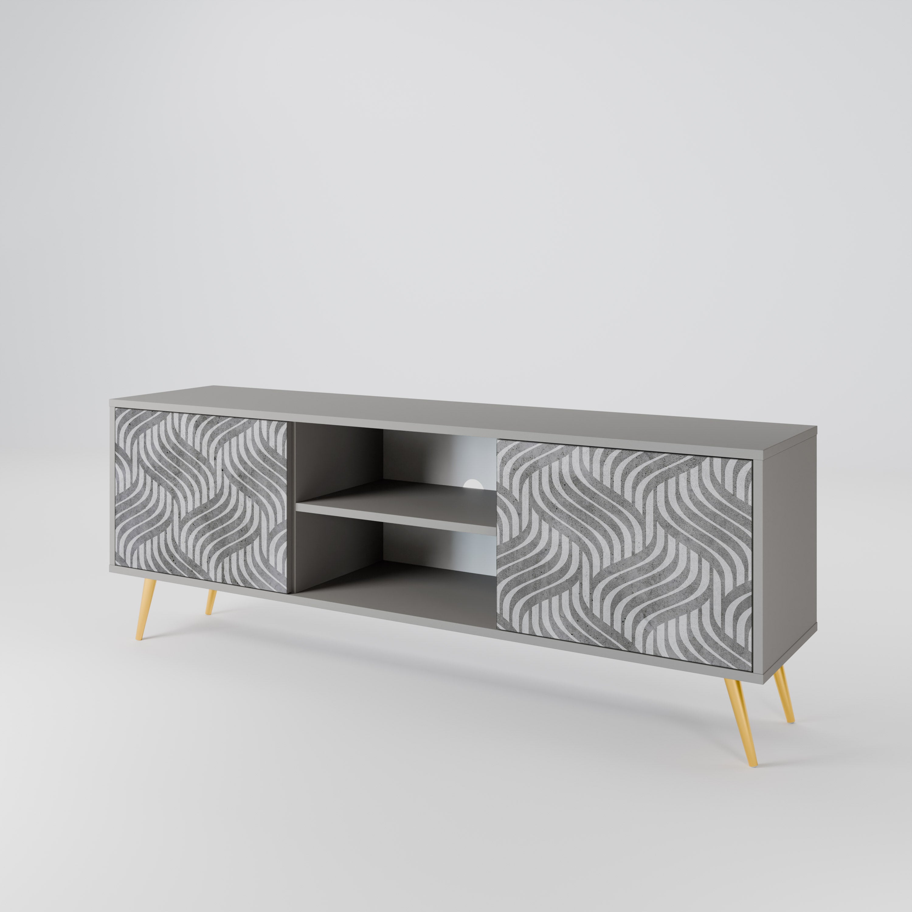 CONCRETE MOVEMENT 2-Door TV Stand in Grey Finish