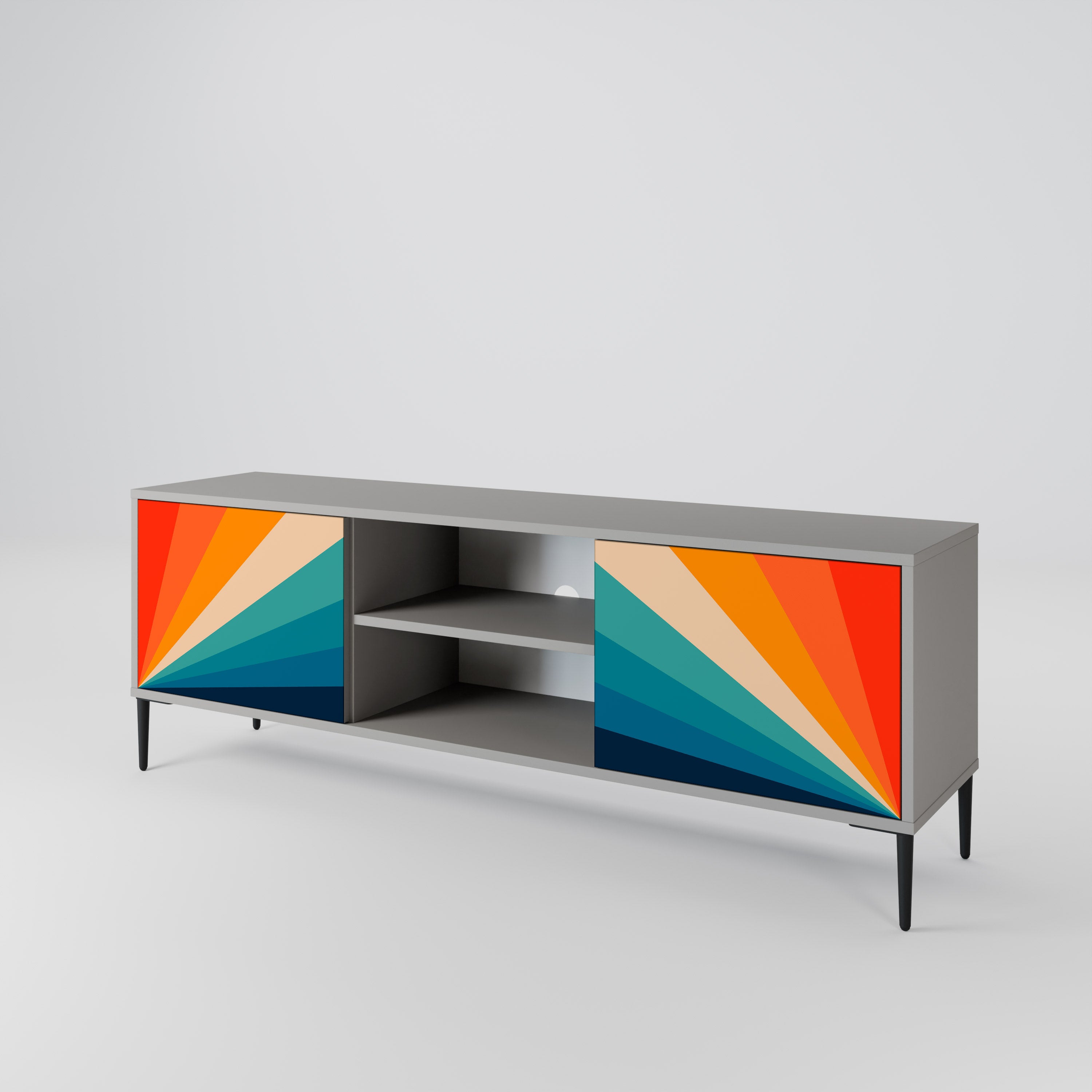 PRISM CONCUSSION 2-Door TV Stand in Grey Finish