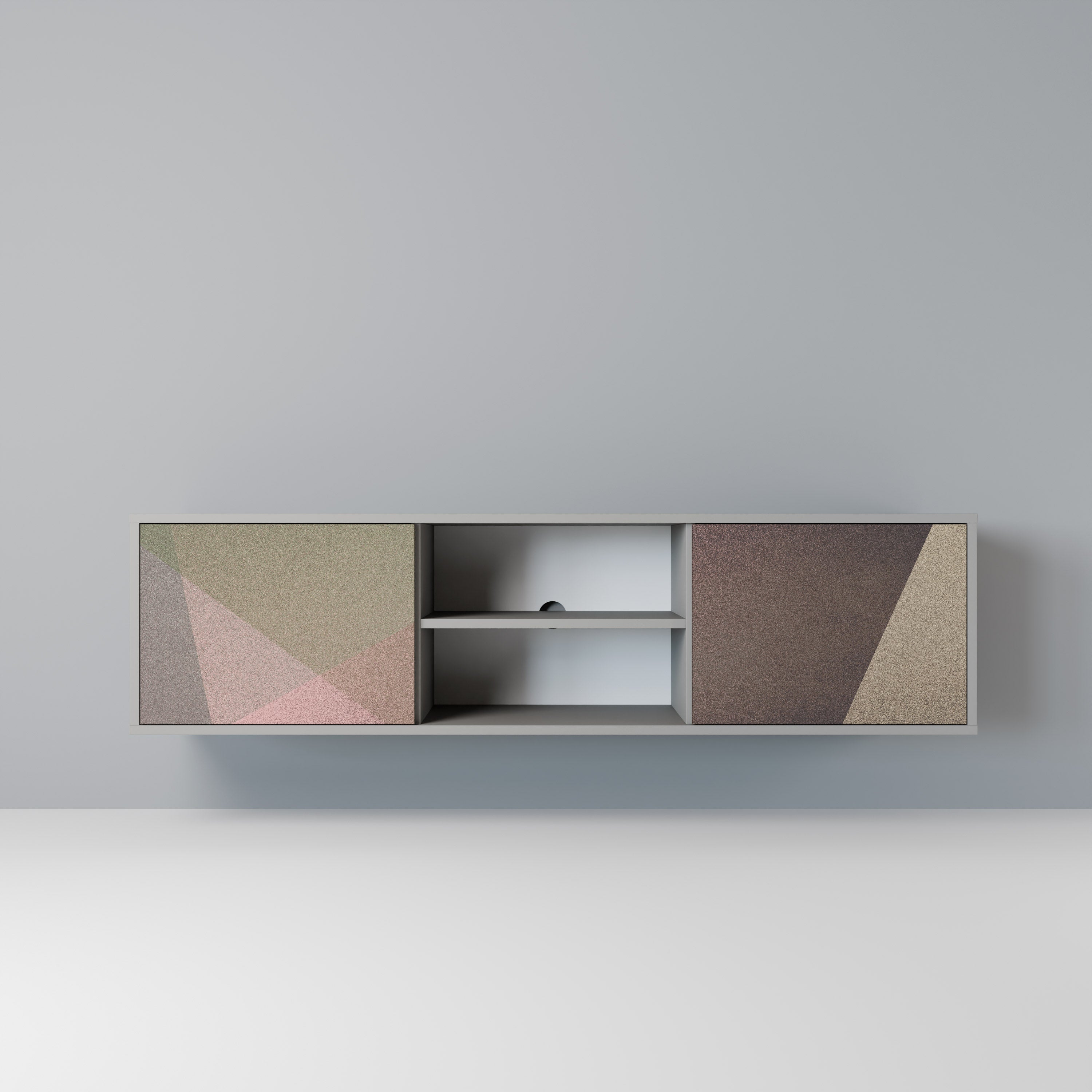 Βάση τηλεόρασης BEIGE GEOMETRIA 2 πορτών σε γκρι φινίρισμα