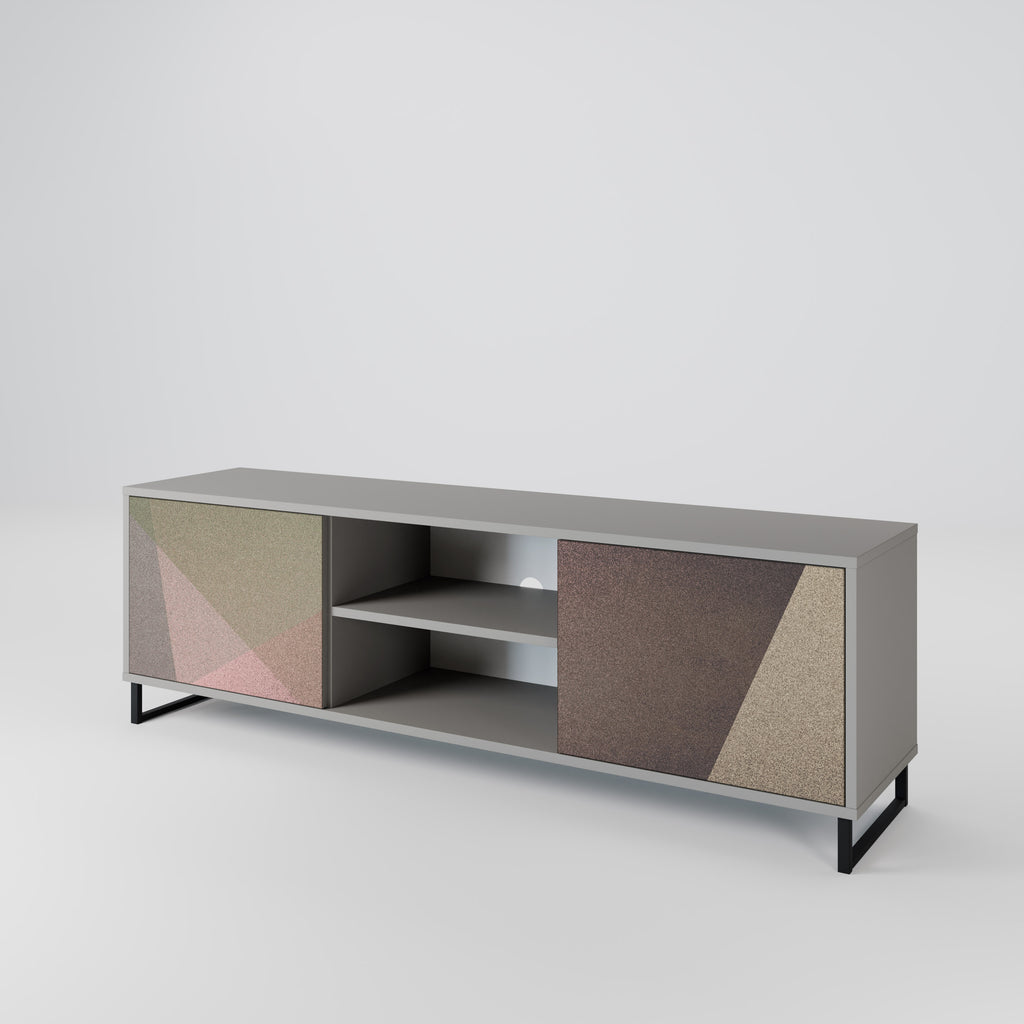 Βάση τηλεόρασης BEIGE GEOMETRIA 2 πορτών σε γκρι φινίρισμα
