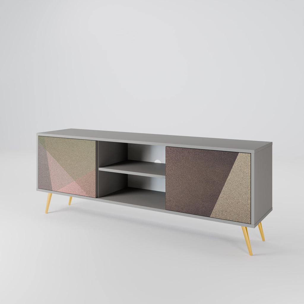 Βάση τηλεόρασης BEIGE GEOMETRIA 2 πορτών σε γκρι φινίρισμα