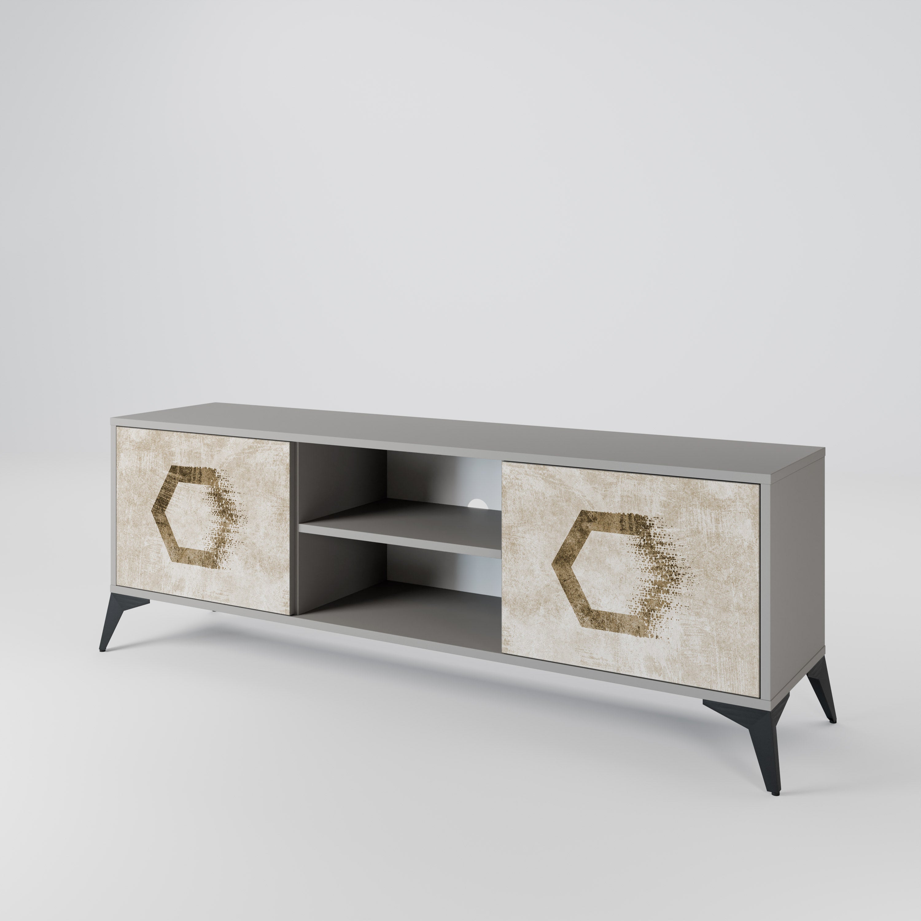 HEXAGONAL SHAPES 2-Door TV Cabinet