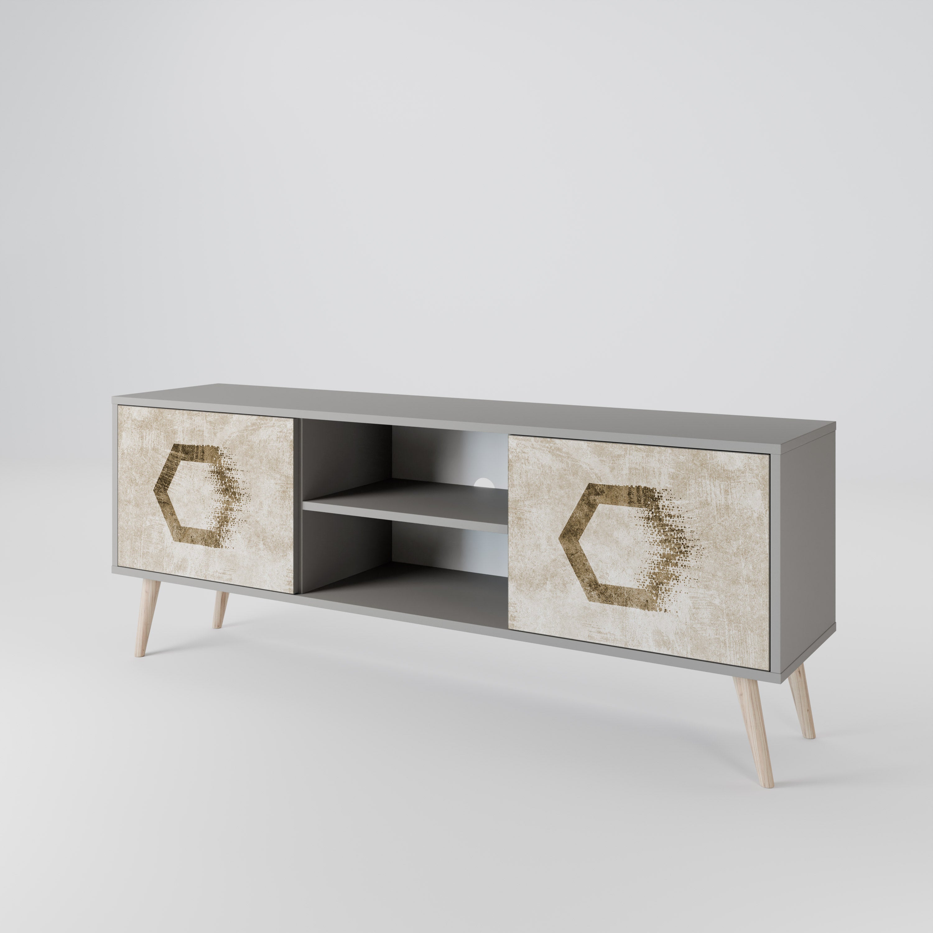 HEXAGONAL SHAPES 2-Door TV Cabinet