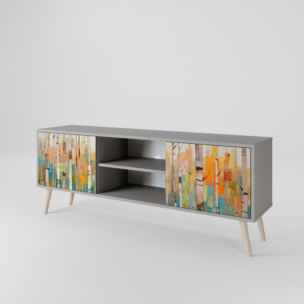 Βάση τηλεόρασης BIRCH KALEIDOSCOPE με 2 πόρτες σε γκρι φινίρισμα