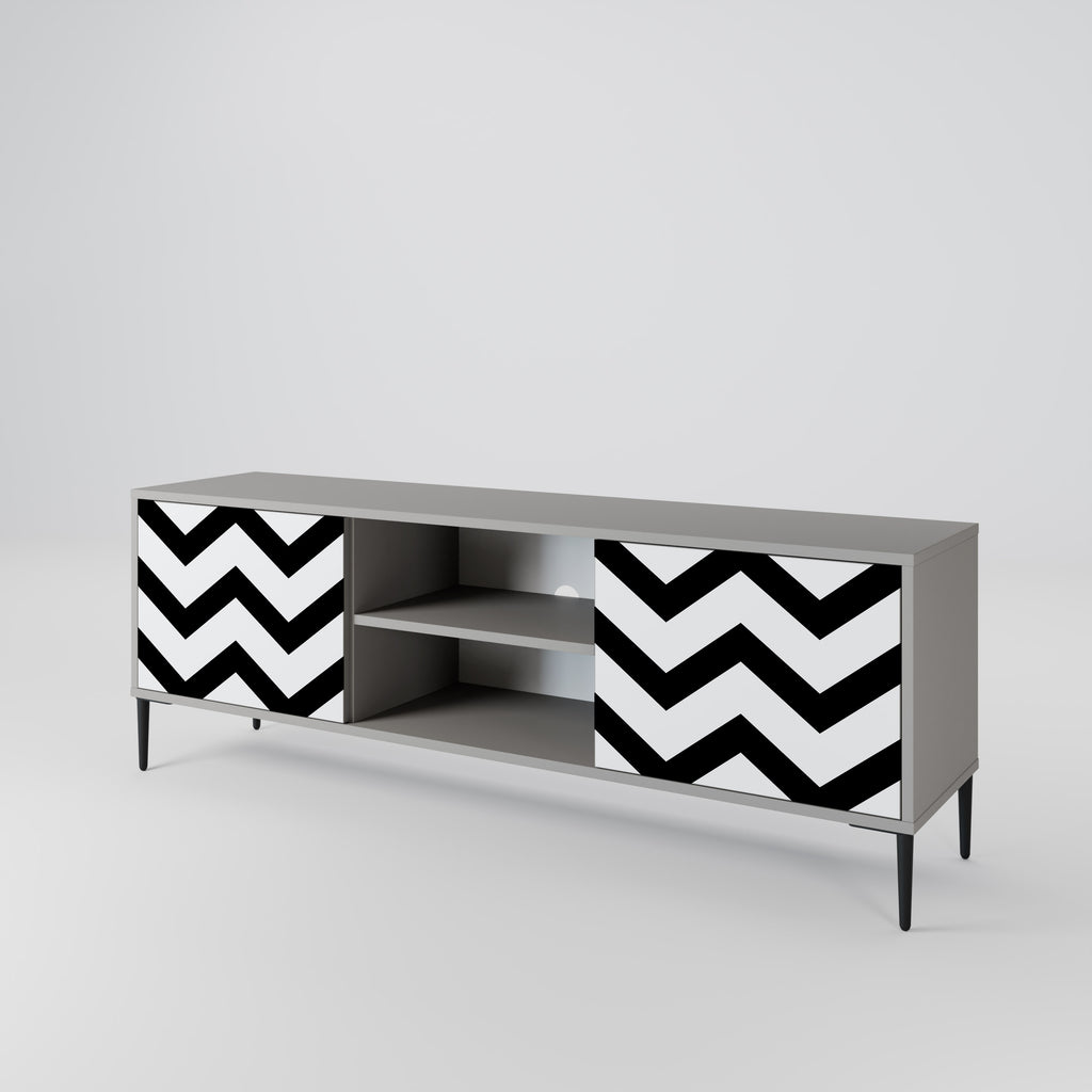 Βάση τηλεόρασης CLASSIC ZIG ZAG με 2 πόρτες σε γκρι φινίρισμα