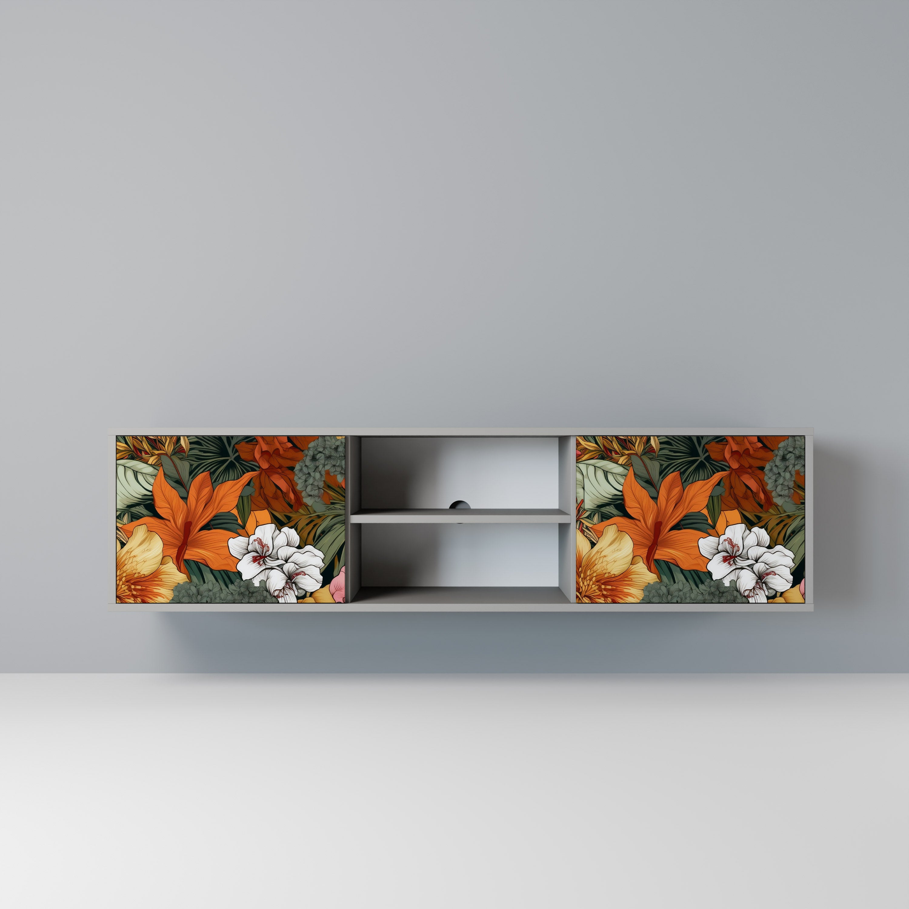 Βάση τηλεόρασης RADIANT FLORA με 2 πόρτες σε γκρι φινίρισμα