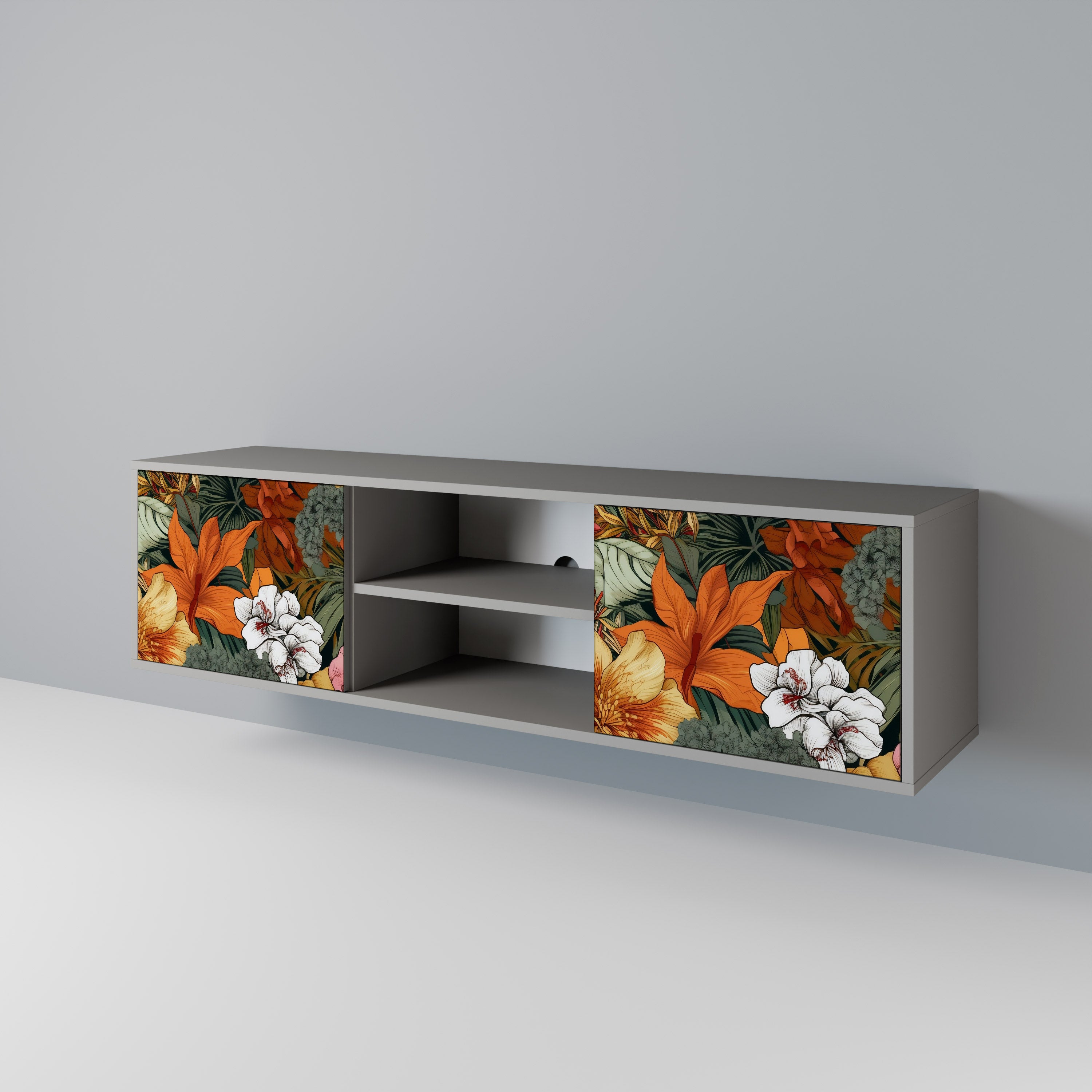 Βάση τηλεόρασης RADIANT FLORA με 2 πόρτες σε γκρι φινίρισμα
