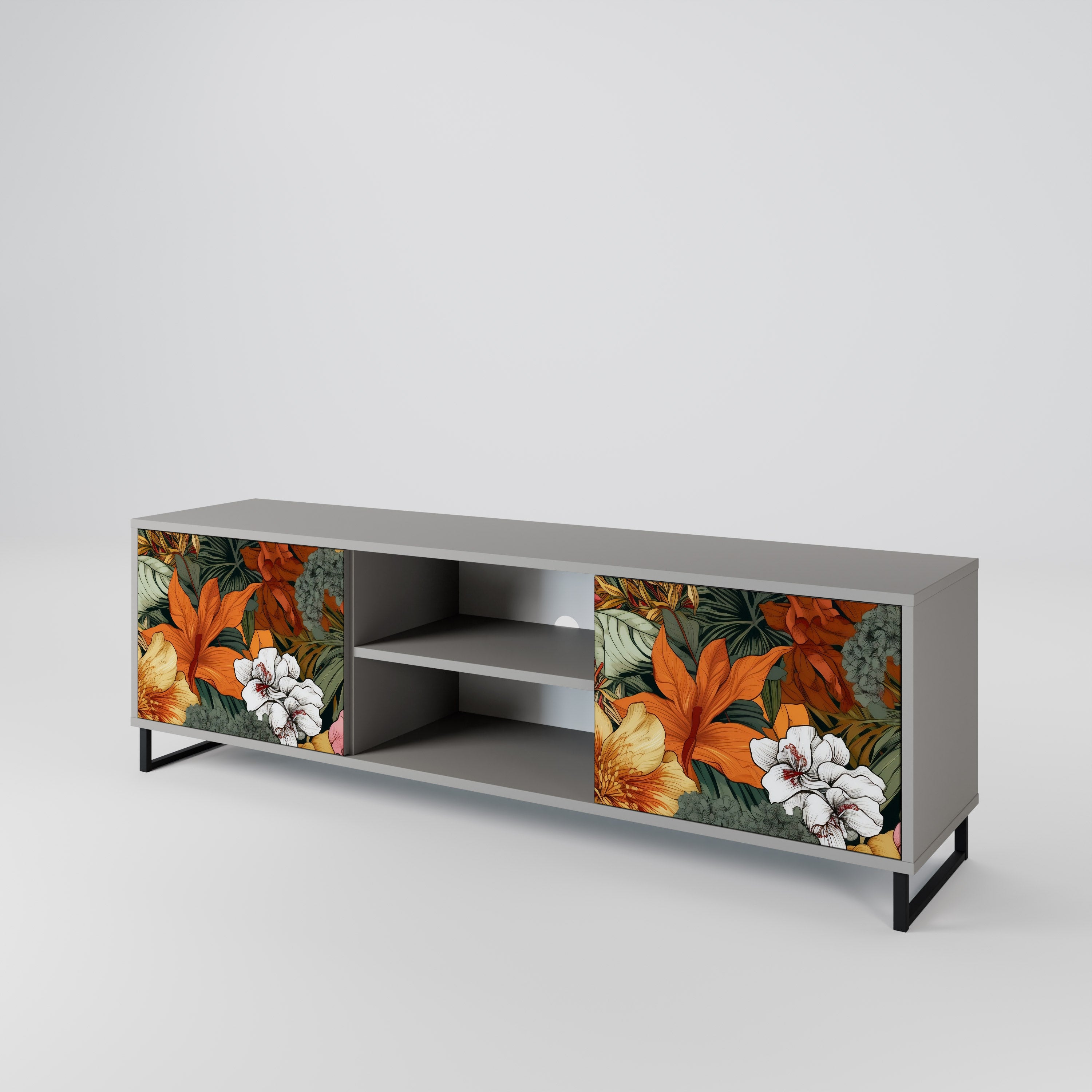 Βάση τηλεόρασης RADIANT FLORA με 2 πόρτες σε γκρι φινίρισμα