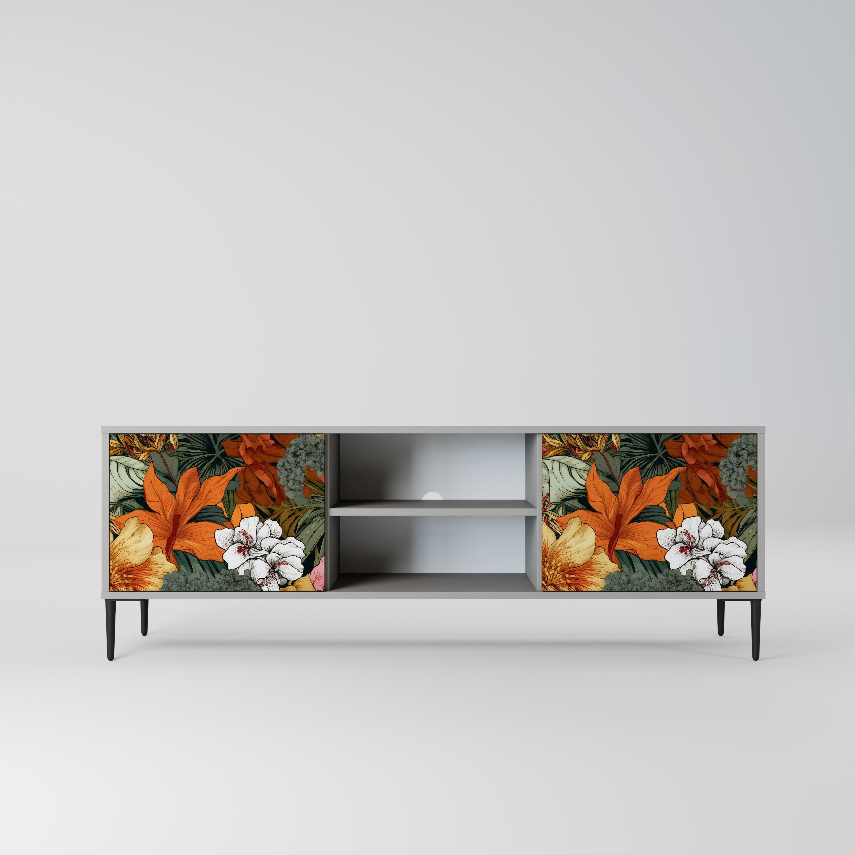 Βάση τηλεόρασης RADIANT FLORA με 2 πόρτες σε γκρι φινίρισμα