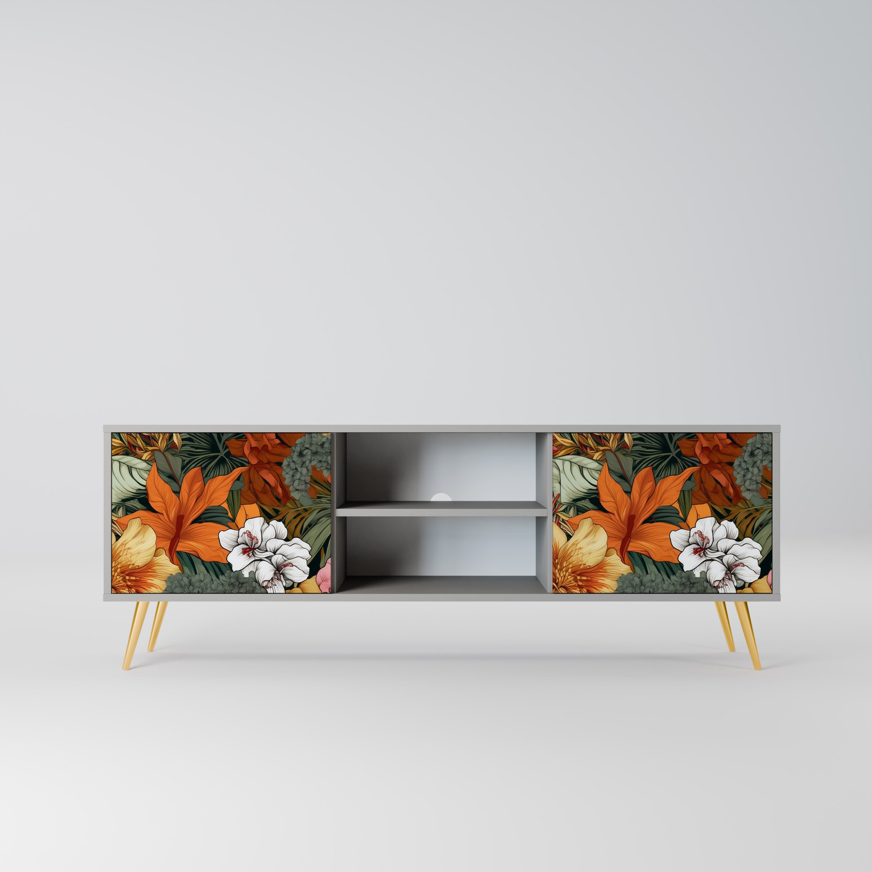 Βάση τηλεόρασης RADIANT FLORA με 2 πόρτες σε γκρι φινίρισμα