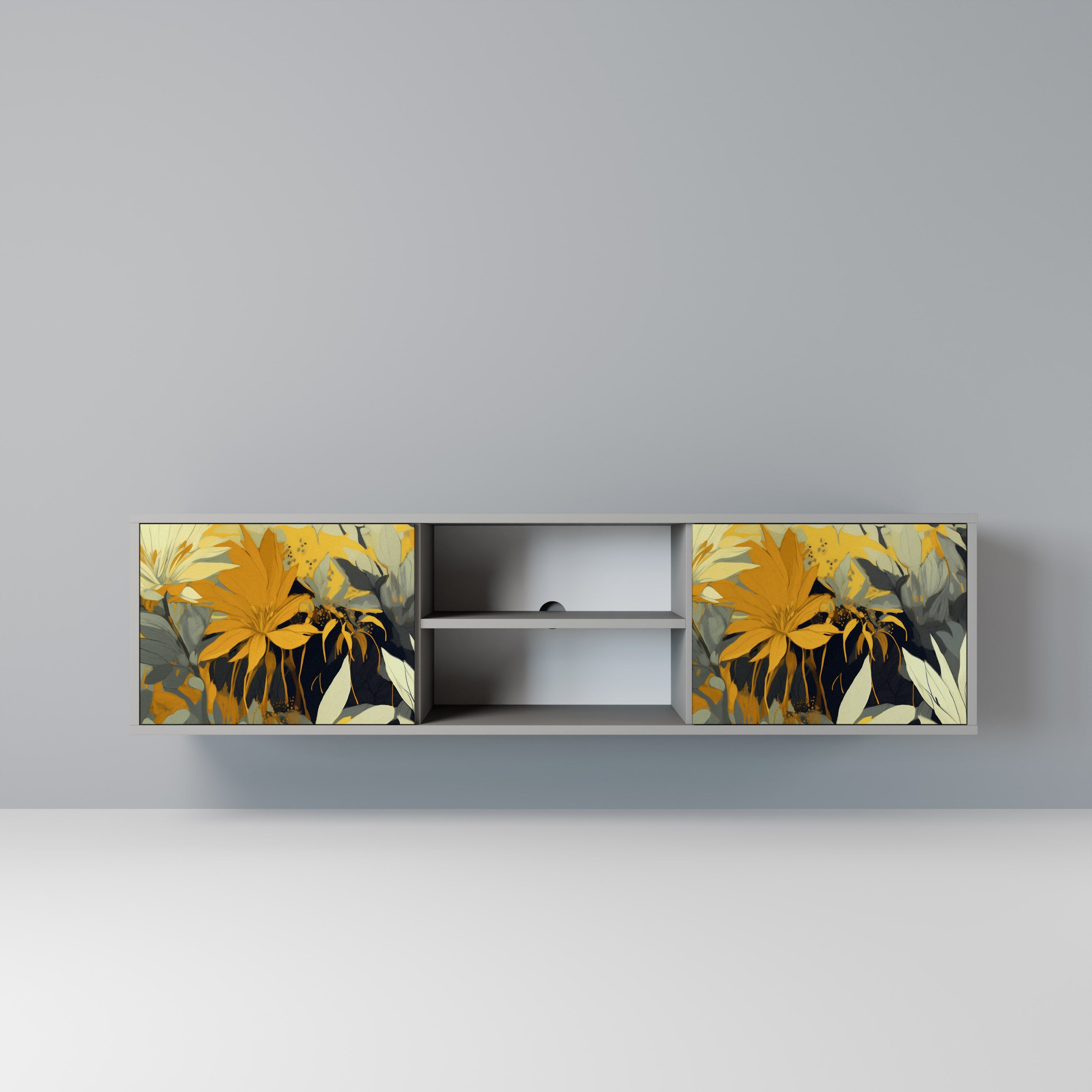 Βάση τηλεόρασης SUNKISSED LILY με 2 πόρτες σε γκρι φινίρισμα