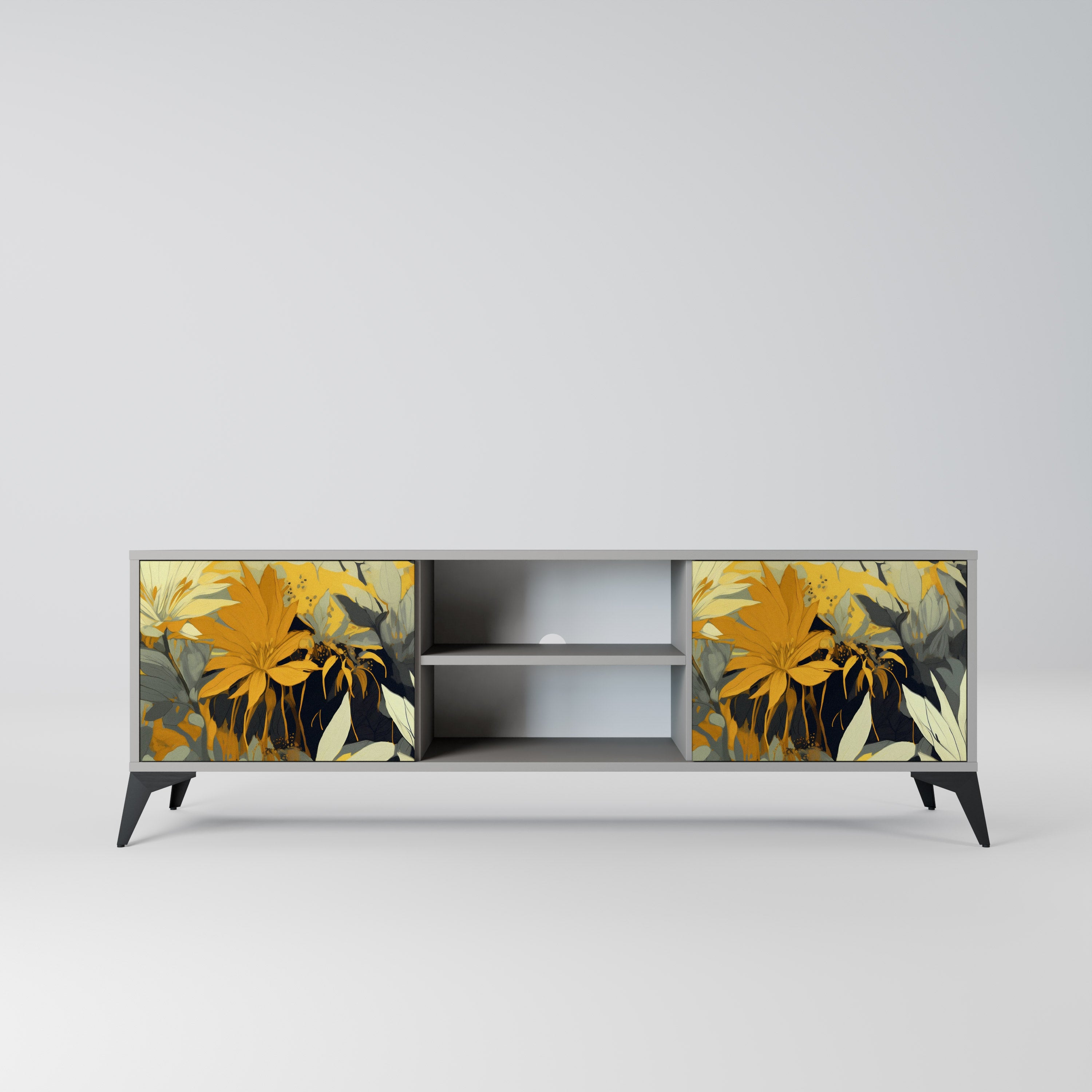 Βάση τηλεόρασης SUNKISSED LILY με 2 πόρτες σε γκρι φινίρισμα