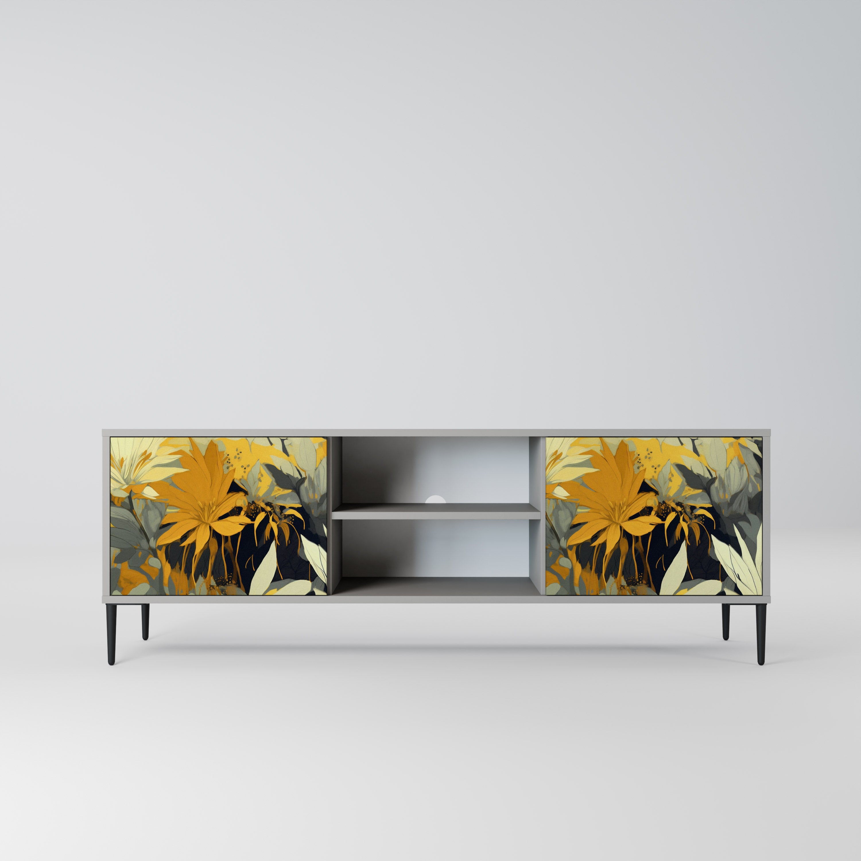 Βάση τηλεόρασης SUNKISSED LILY με 2 πόρτες σε γκρι φινίρισμα