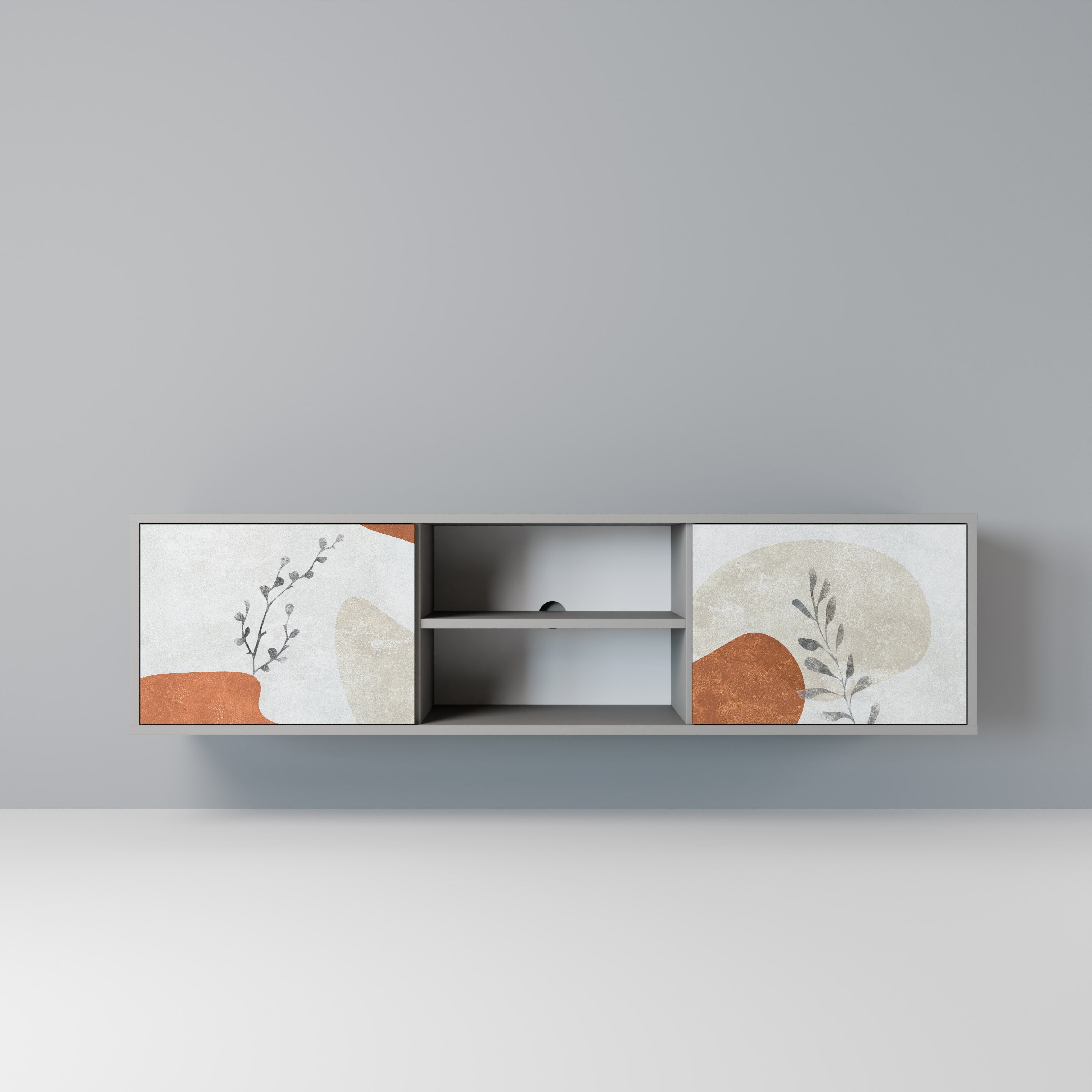 Βάση τηλεόρασης TRANQUIL TWIG με 2 πόρτες σε γκρι φινίρισμα