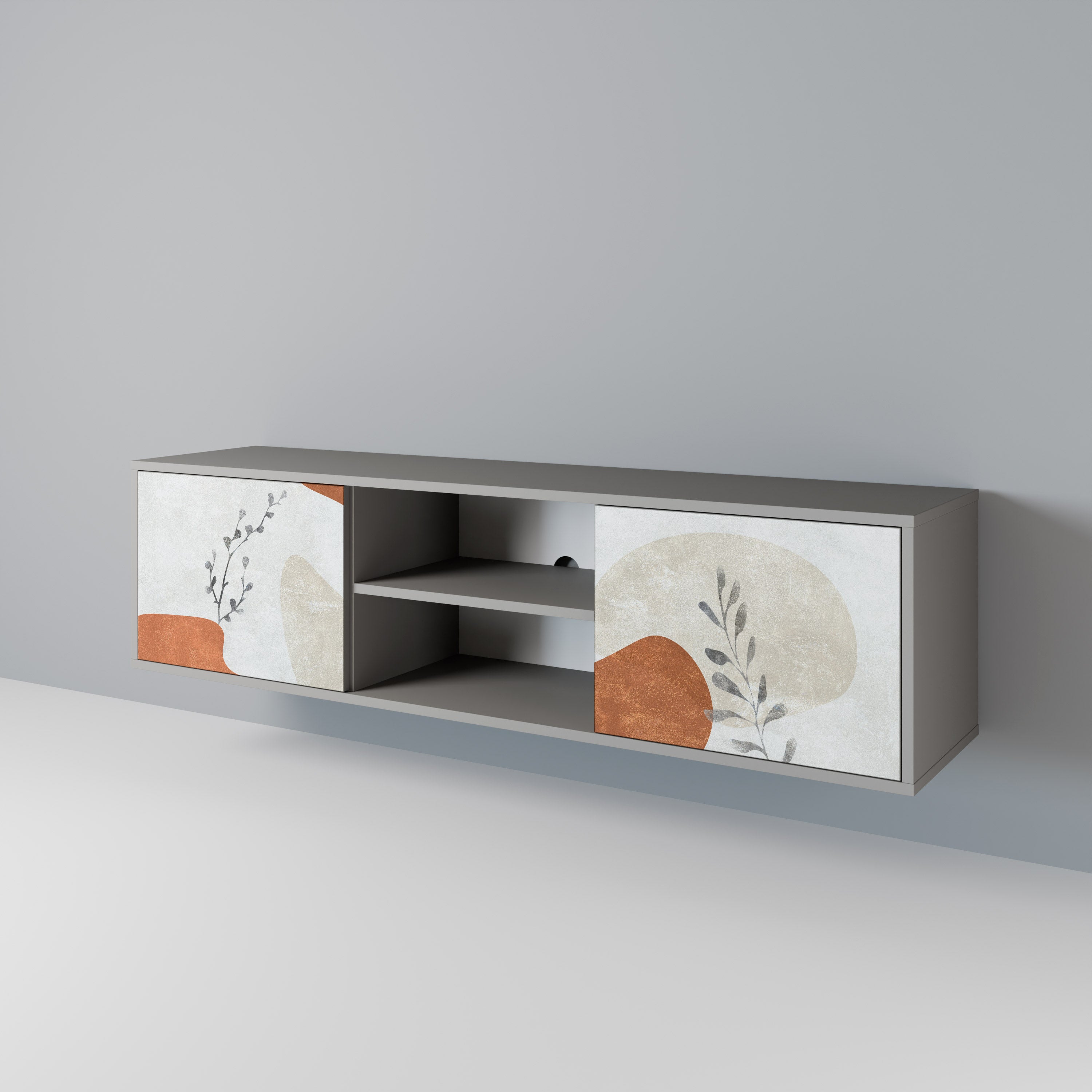 Βάση τηλεόρασης TRANQUIL TWIG με 2 πόρτες σε γκρι φινίρισμα