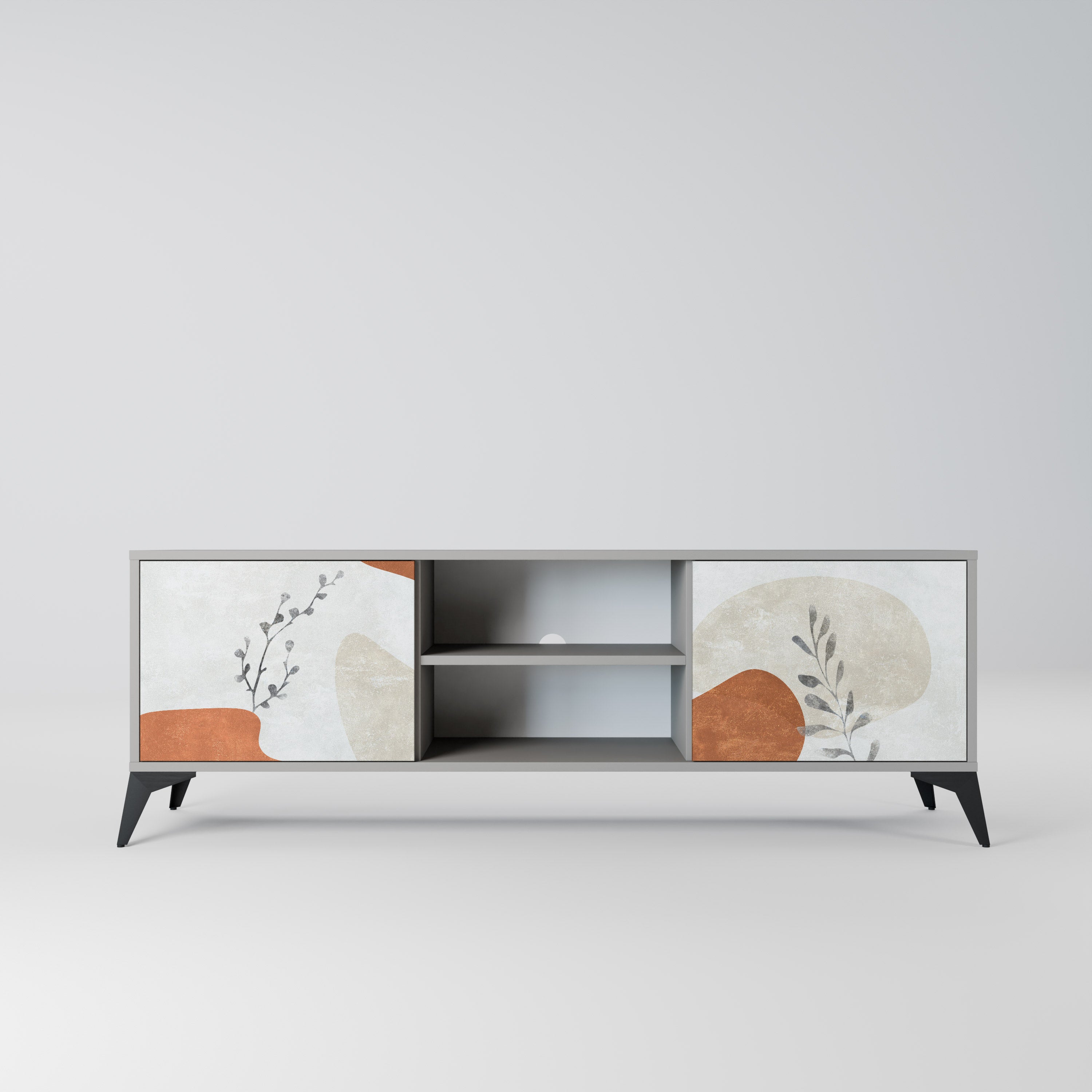Βάση τηλεόρασης TRANQUIL TWIG με 2 πόρτες σε γκρι φινίρισμα