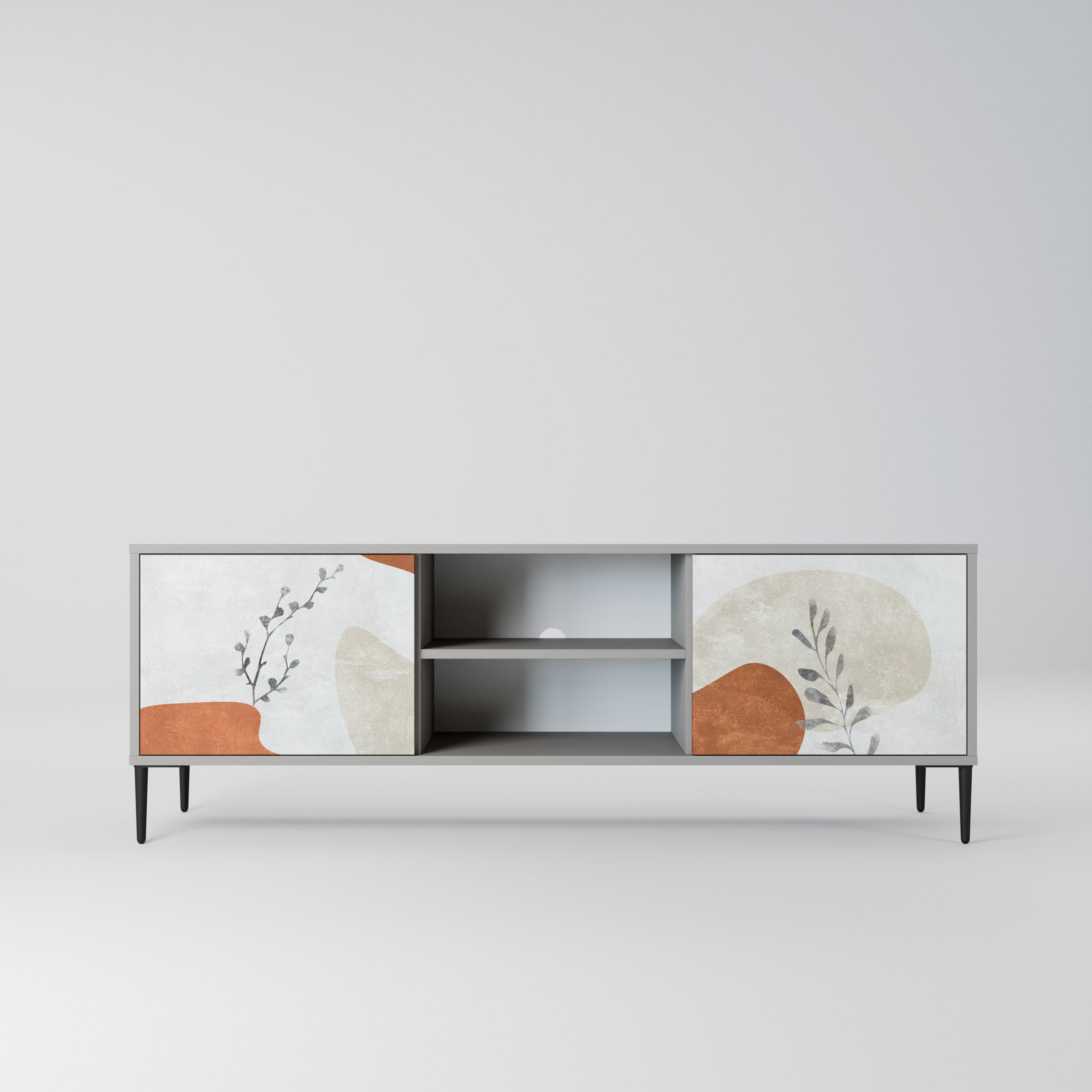 Βάση τηλεόρασης TRANQUIL TWIG με 2 πόρτες σε γκρι φινίρισμα