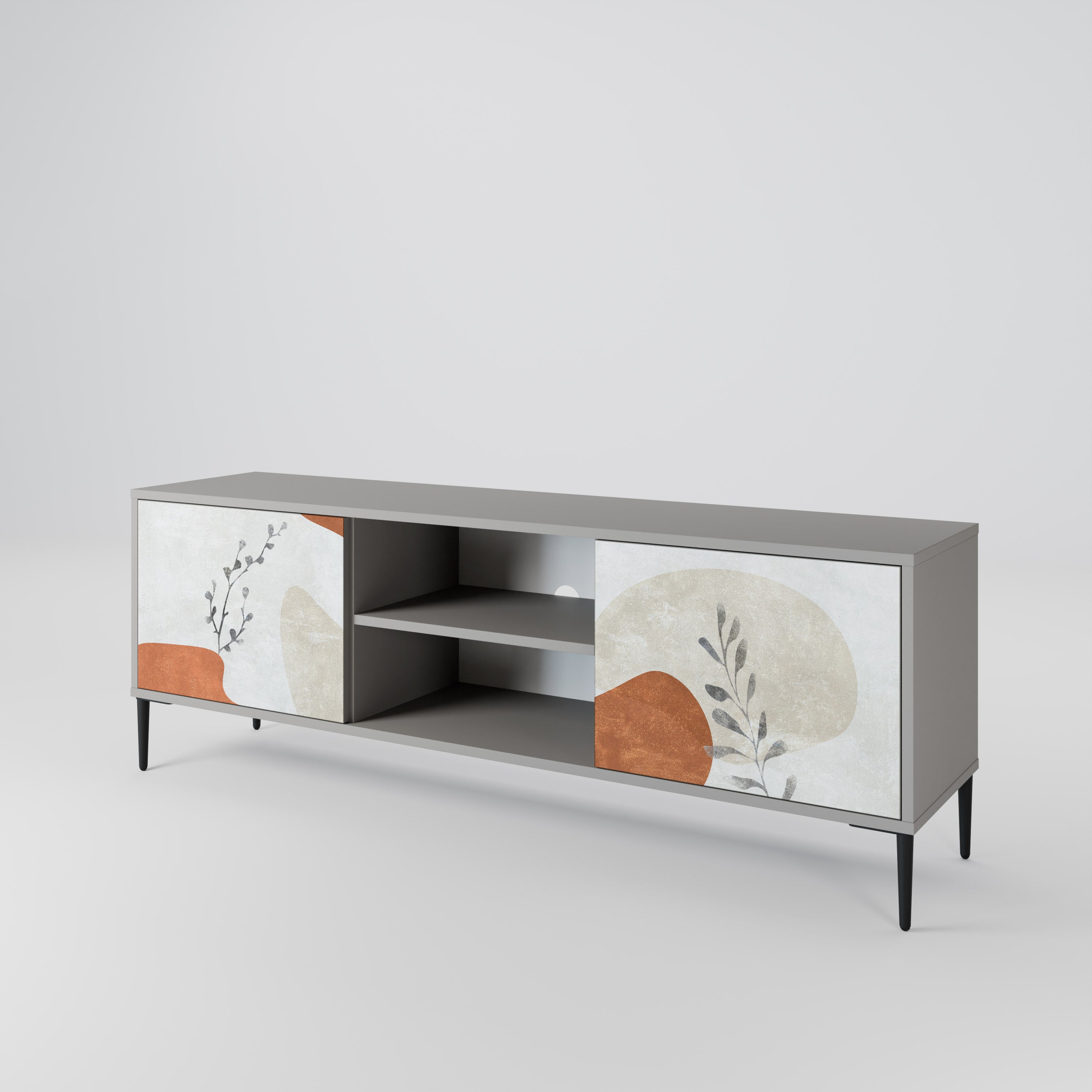 Βάση τηλεόρασης TRANQUIL TWIG με 2 πόρτες σε γκρι φινίρισμα