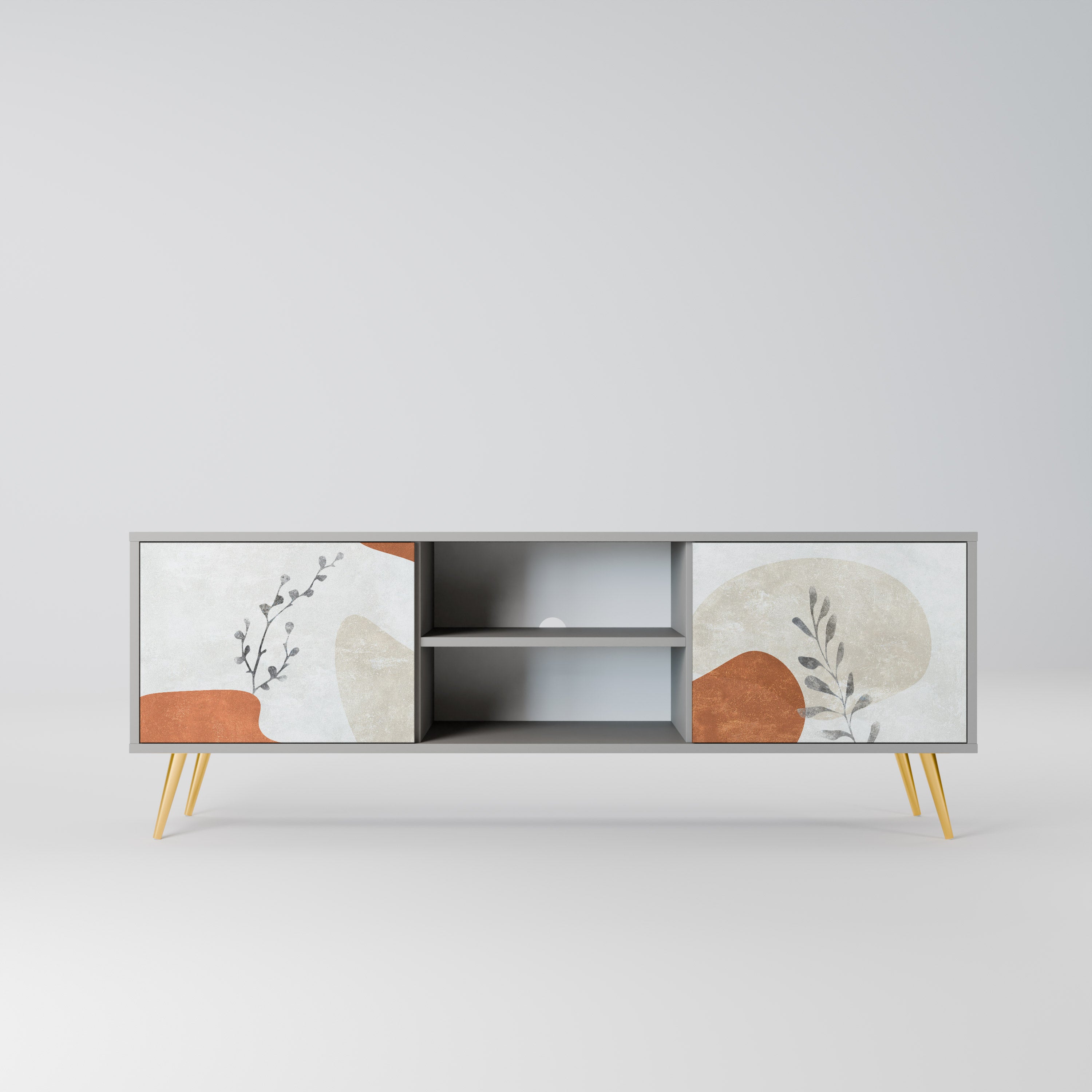 Βάση τηλεόρασης TRANQUIL TWIG με 2 πόρτες σε γκρι φινίρισμα