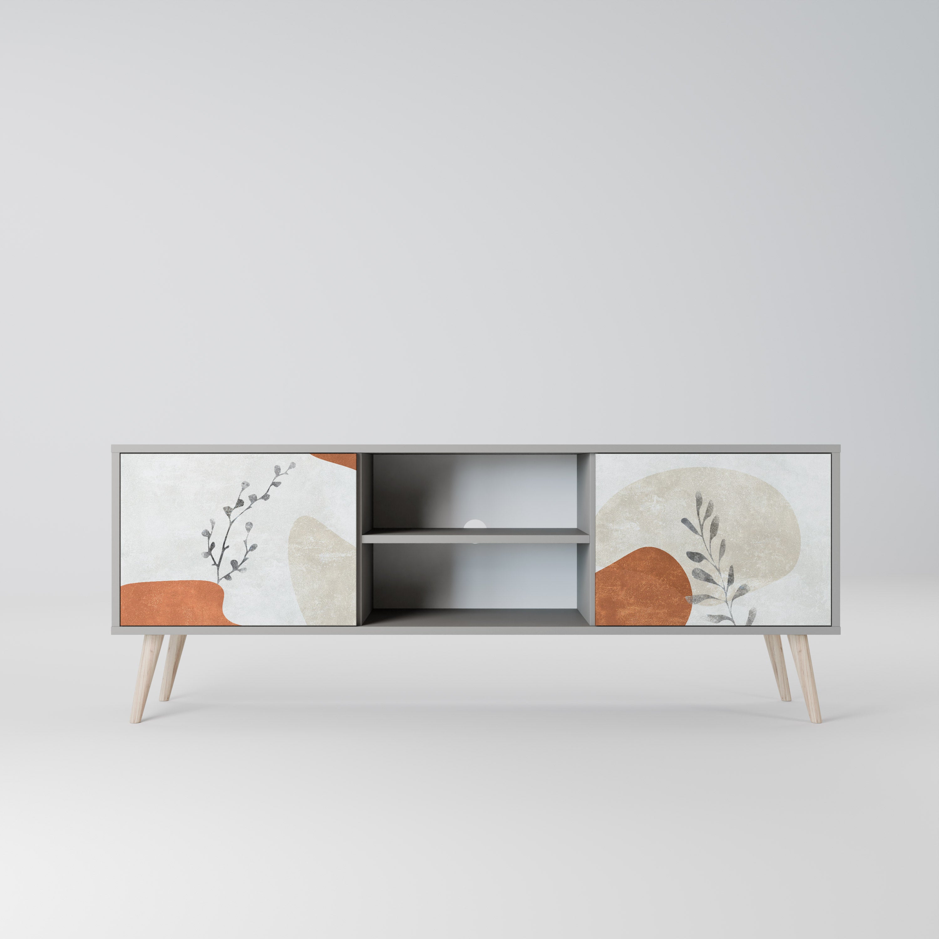 Βάση τηλεόρασης TRANQUIL TWIG με 2 πόρτες σε γκρι φινίρισμα
