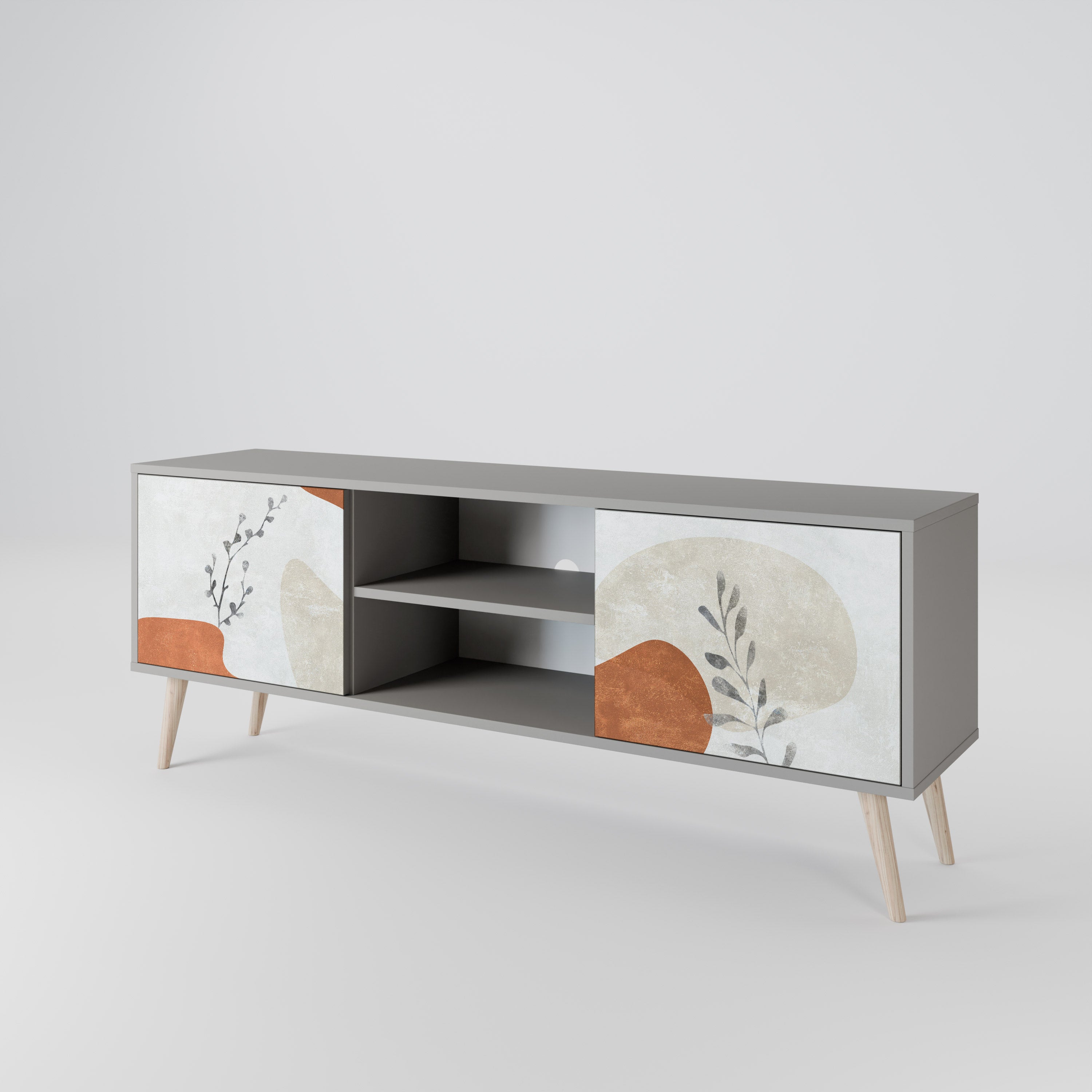 Βάση τηλεόρασης TRANQUIL TWIG με 2 πόρτες σε γκρι φινίρισμα