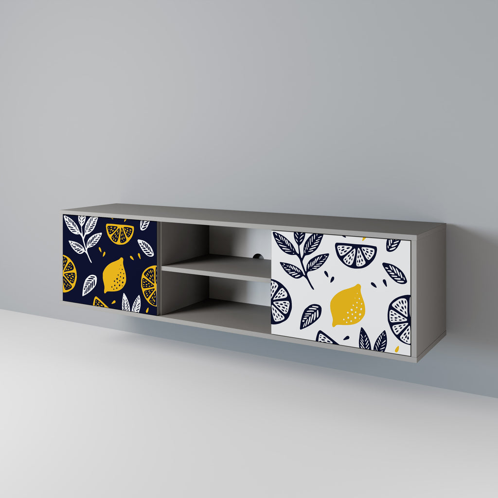 CITRUS BLACK AND WHITE Δίπορτη βάση τηλεόρασης σε γκρι φινίρισμα