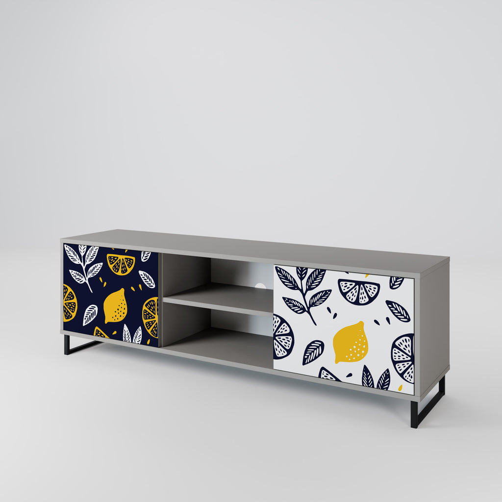 CITRUS BLACK AND WHITE Δίπορτη βάση τηλεόρασης σε γκρι φινίρισμα