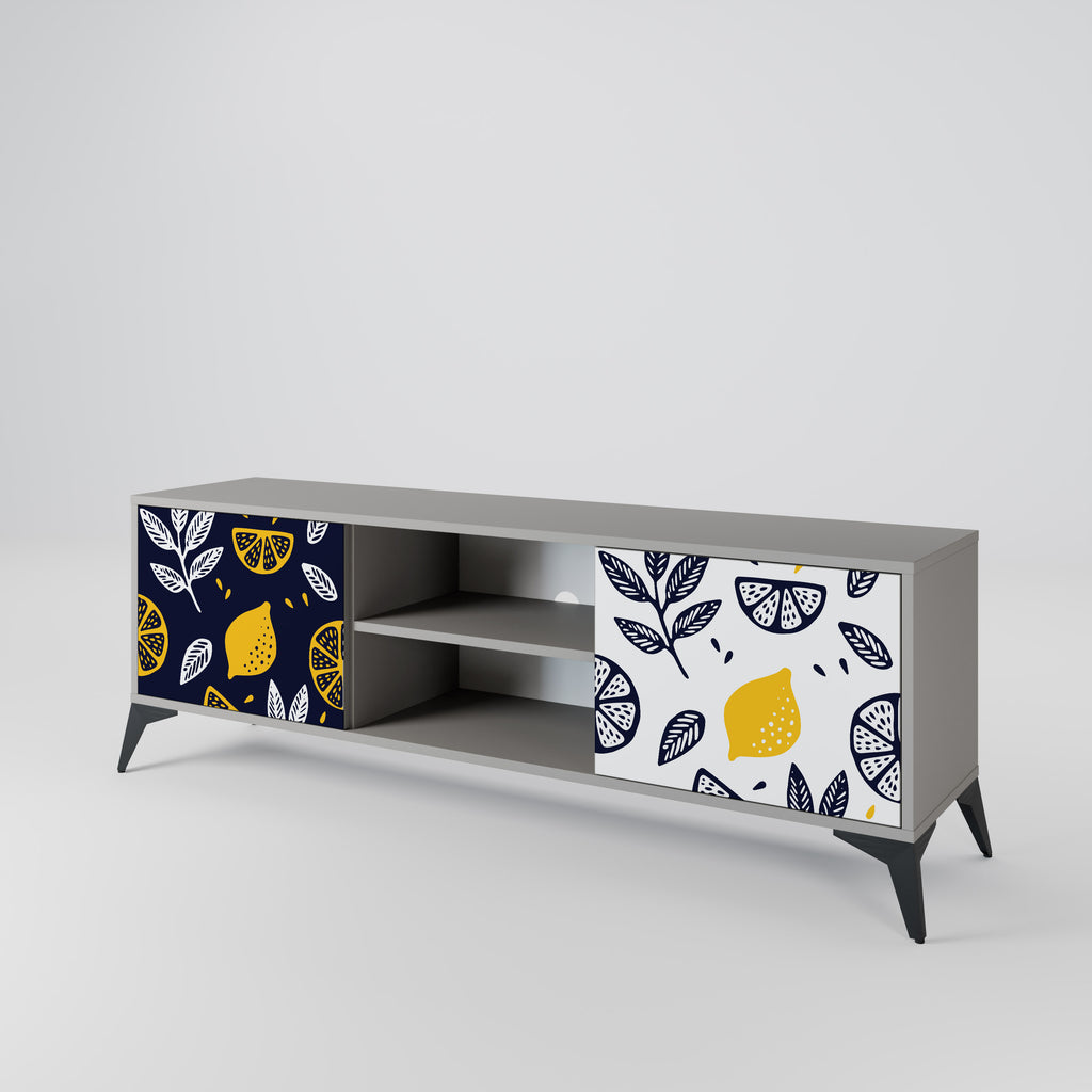 CITRUS BLACK AND WHITE Δίπορτη βάση τηλεόρασης σε γκρι φινίρισμα