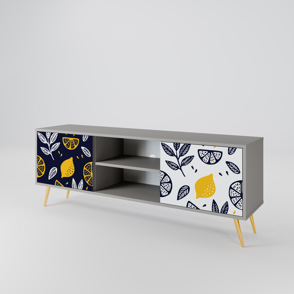 CITRUS BLACK AND WHITE Δίπορτη βάση τηλεόρασης σε γκρι φινίρισμα