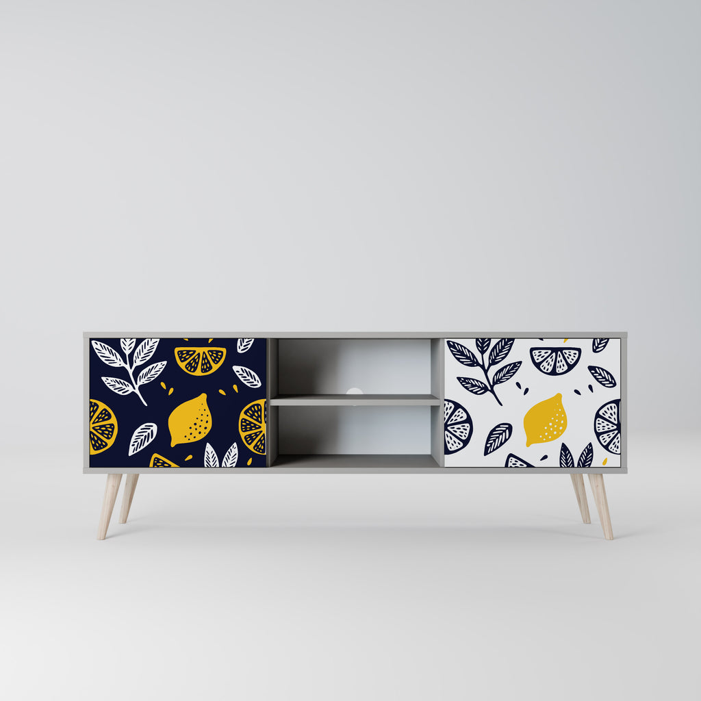 CITRUS BLACK AND WHITE Δίπορτη βάση τηλεόρασης σε γκρι φινίρισμα