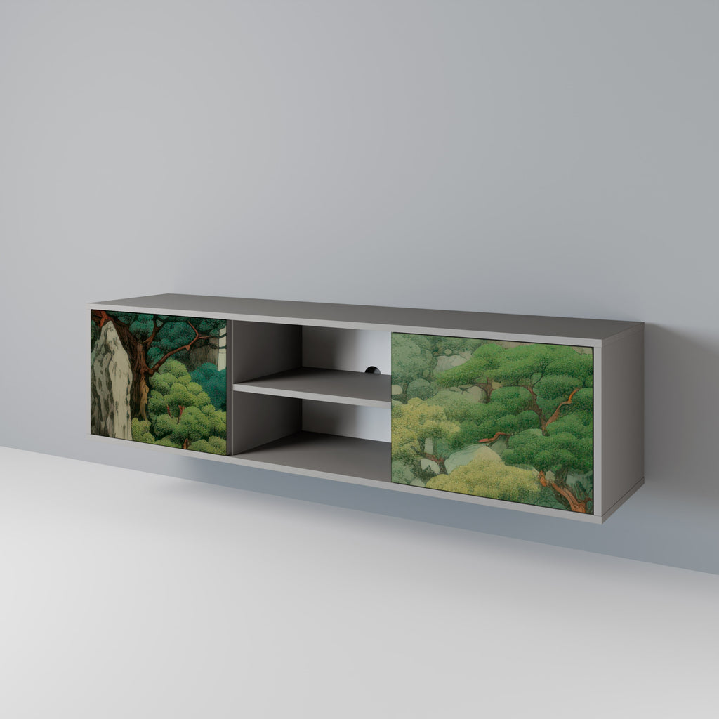 Βάση τηλεόρασης VERDURE ABYSS με 2 πόρτες σε γκρι φινίρισμα
