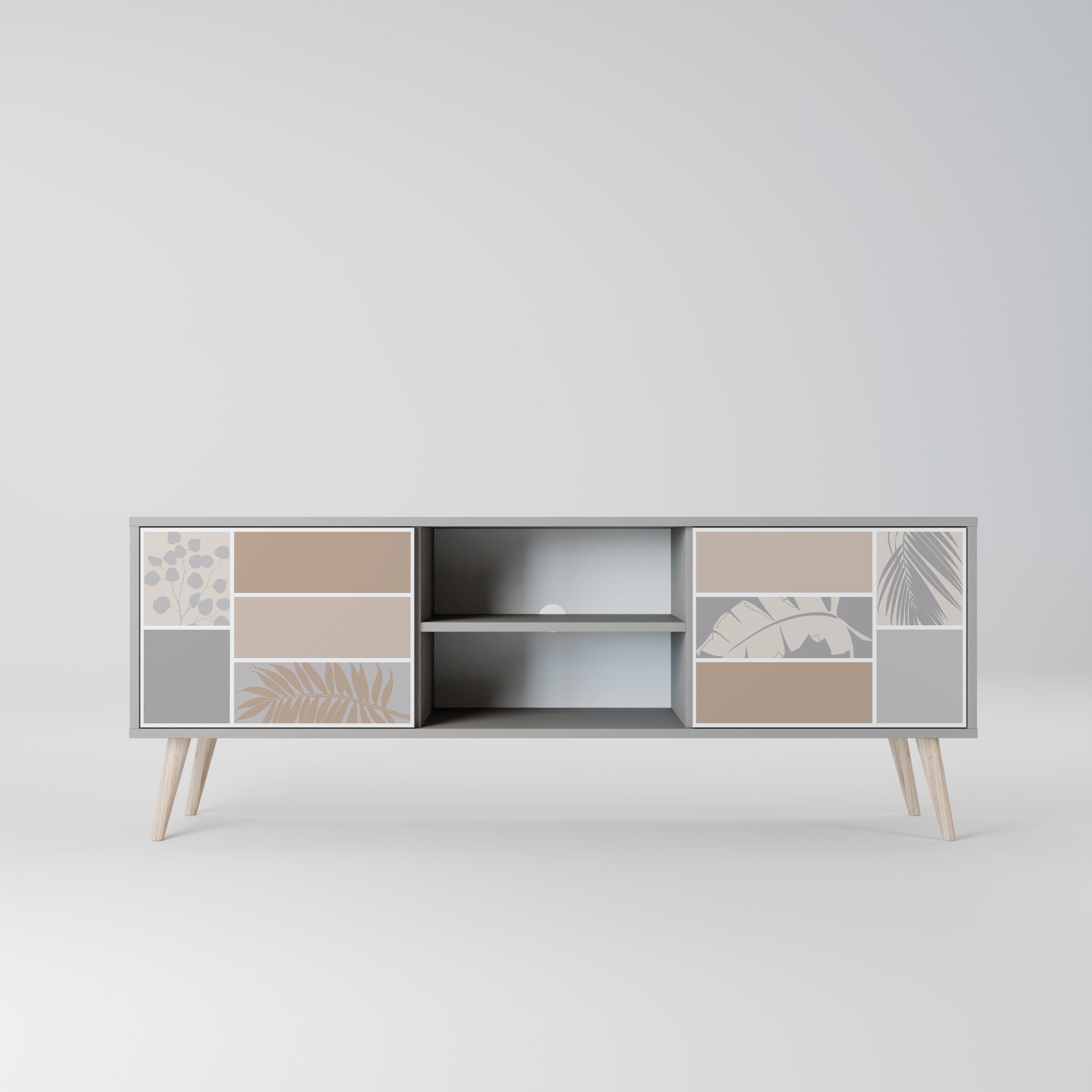 TROPICAL SHAPES 2-Door TV Stand in Grey Finish