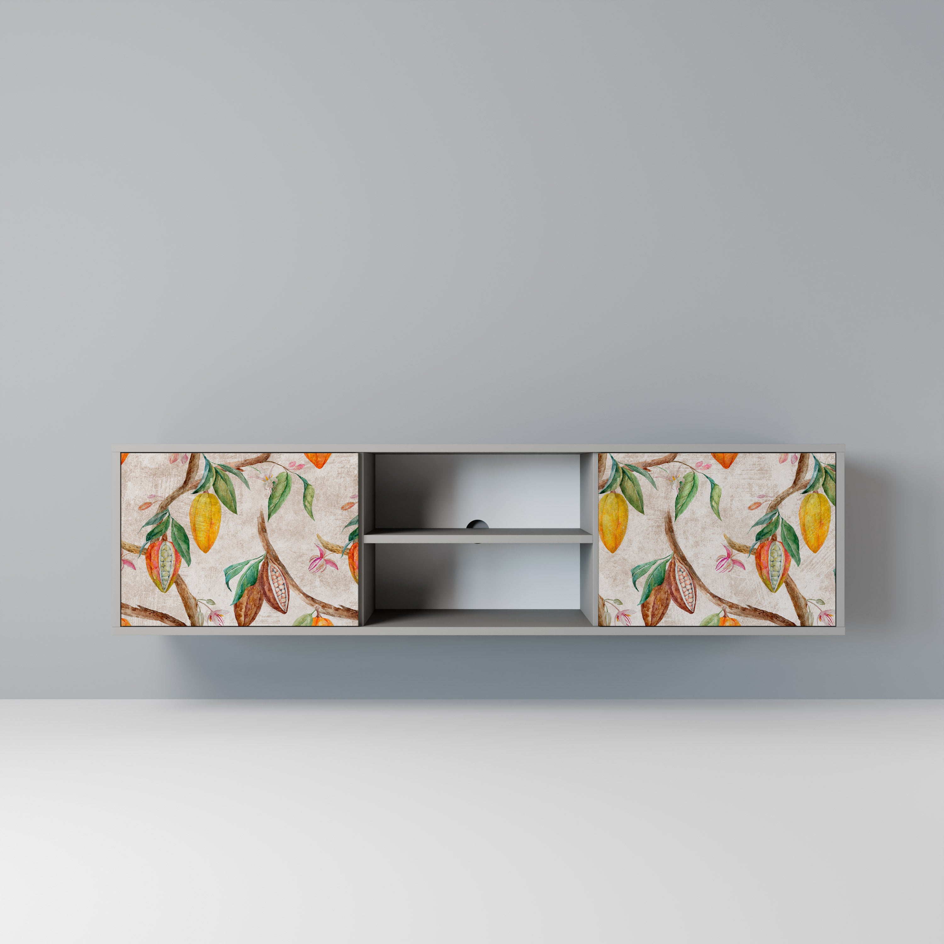 COCOA FRUITS 2-Door TV Stand in Grey Finish