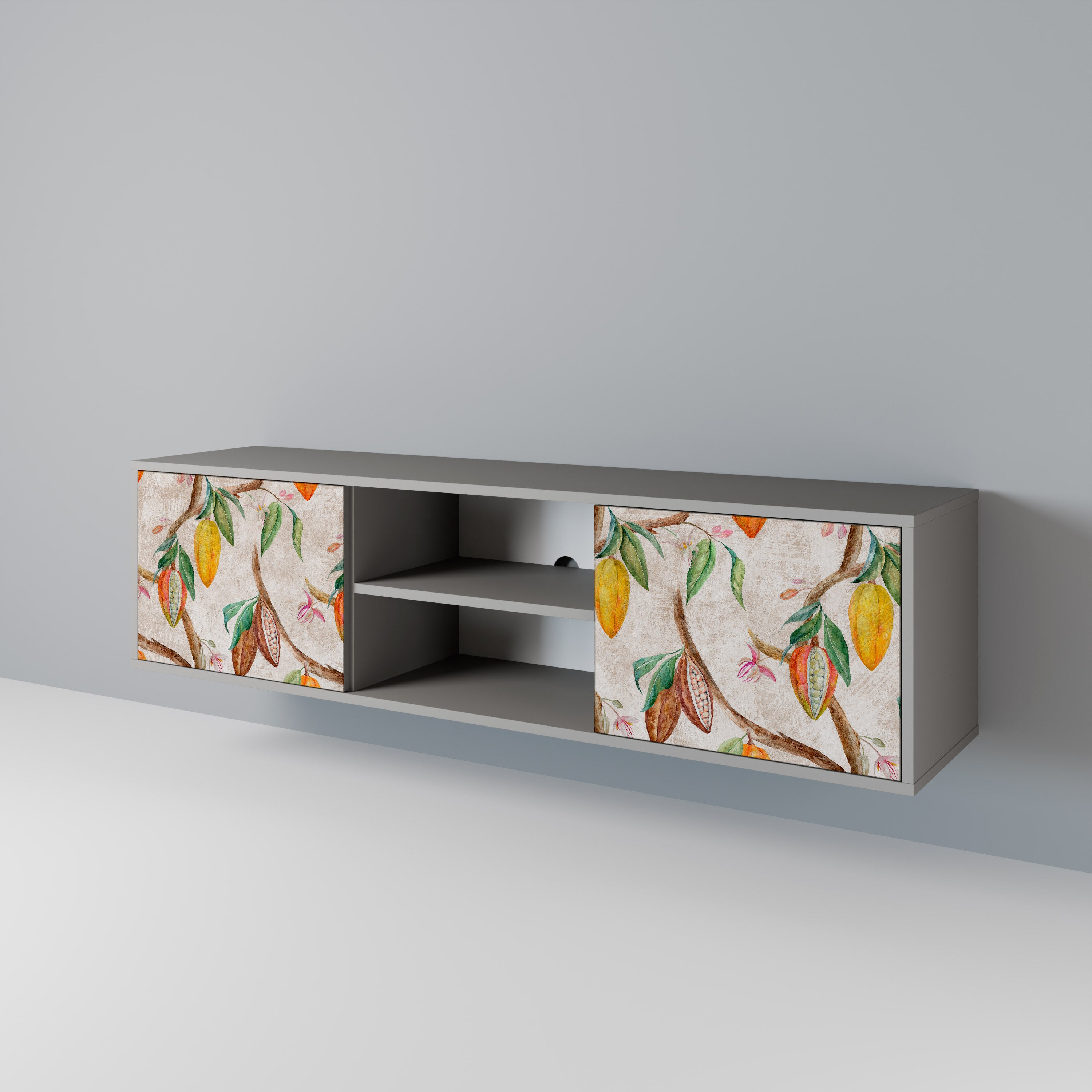 COCOA FRUITS 2-Door TV Stand in Grey Finish