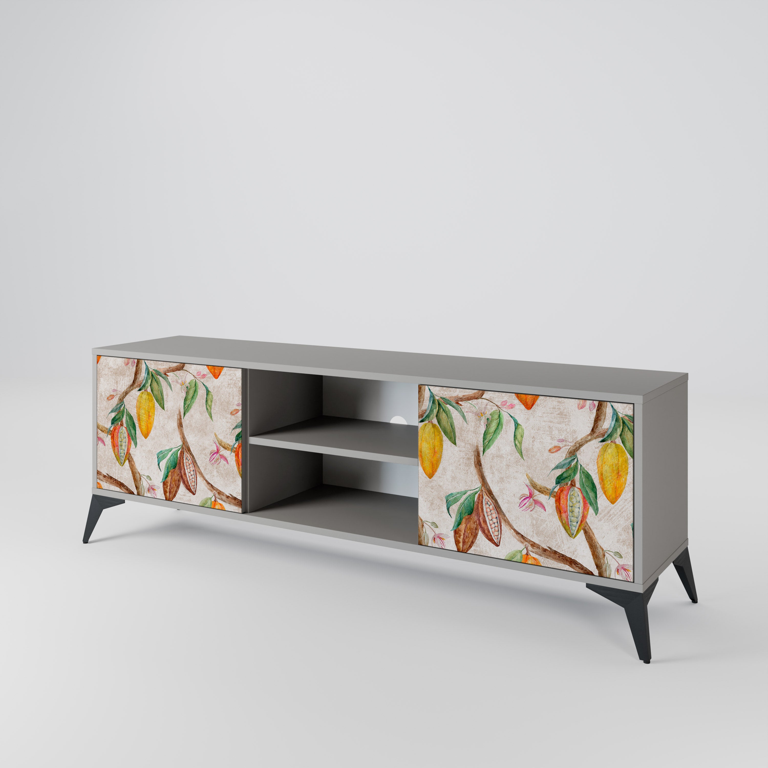 COCOA FRUITS 2-Door TV Stand in Grey Finish