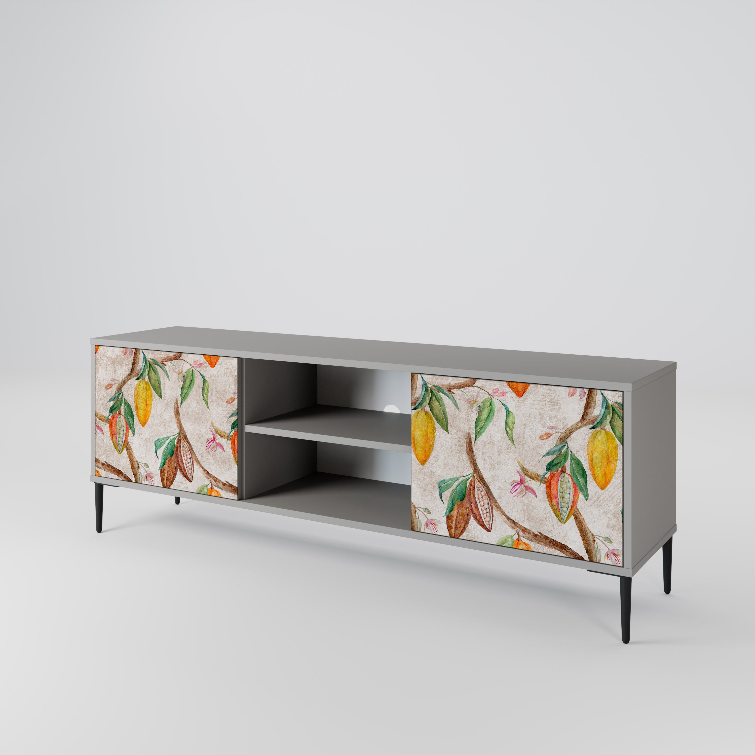 COCOA FRUITS 2-Door TV Stand in Grey Finish