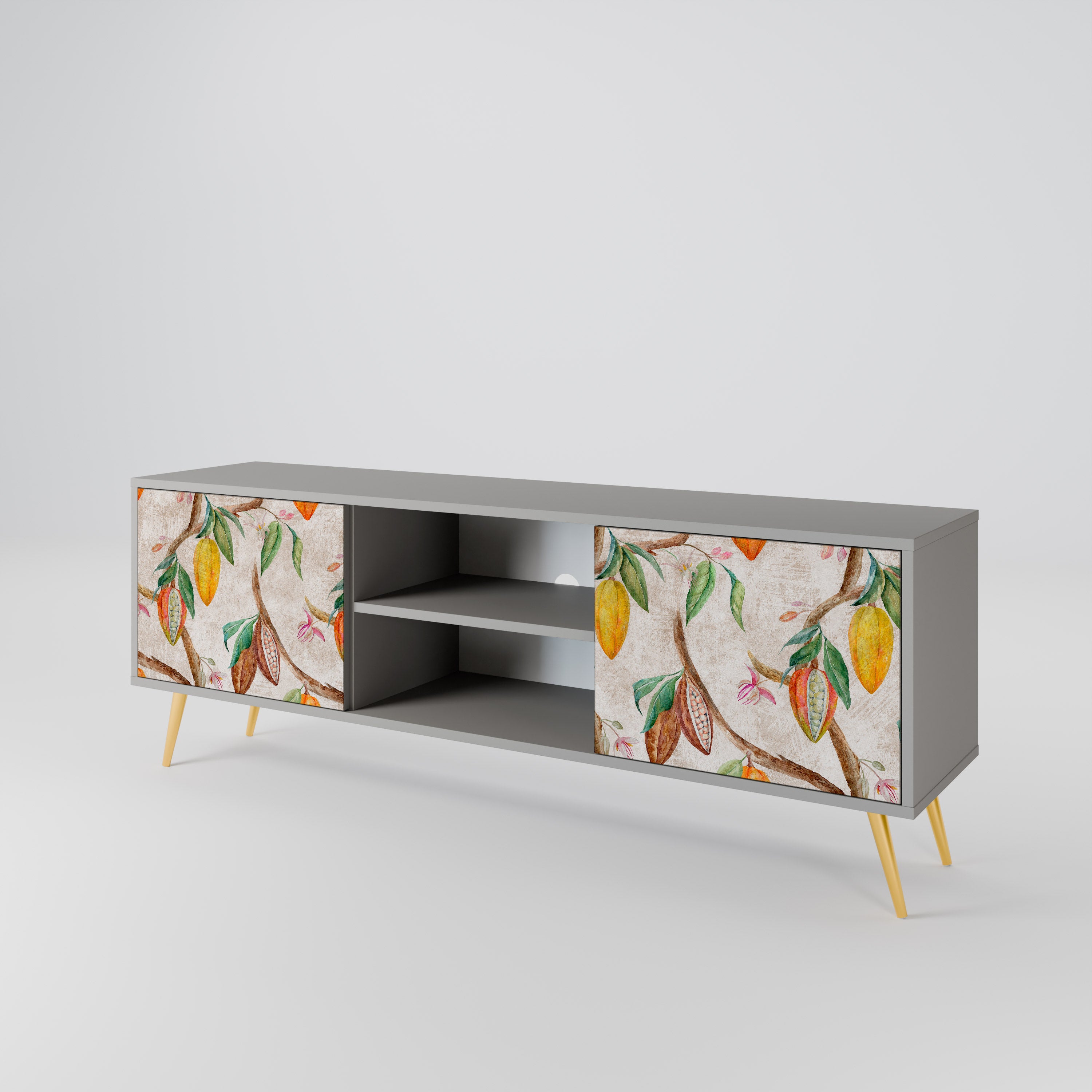 COCOA FRUITS 2-Door TV Stand in Grey Finish