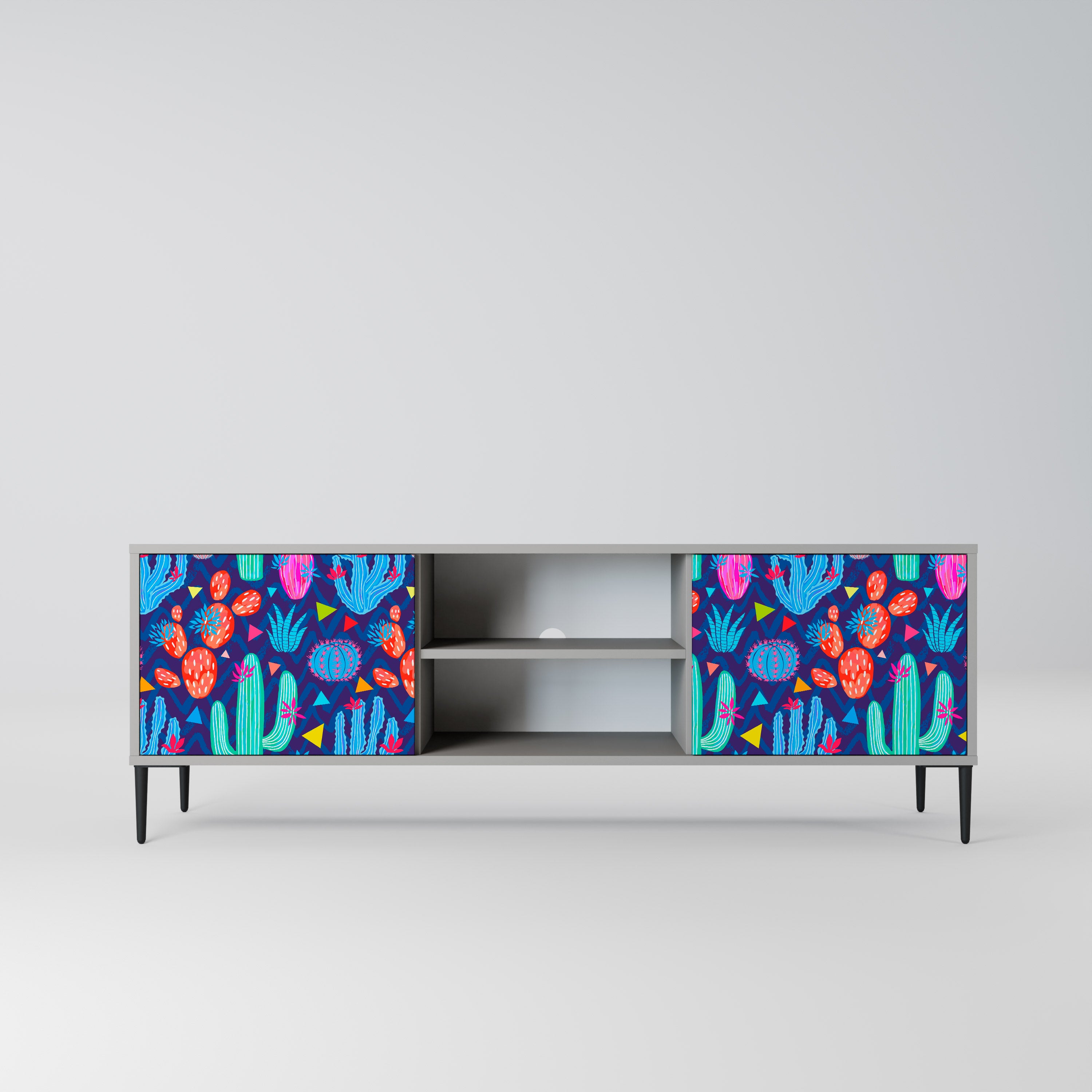 CACTUS VIBES 2-Door TV Stand in Grey Finish